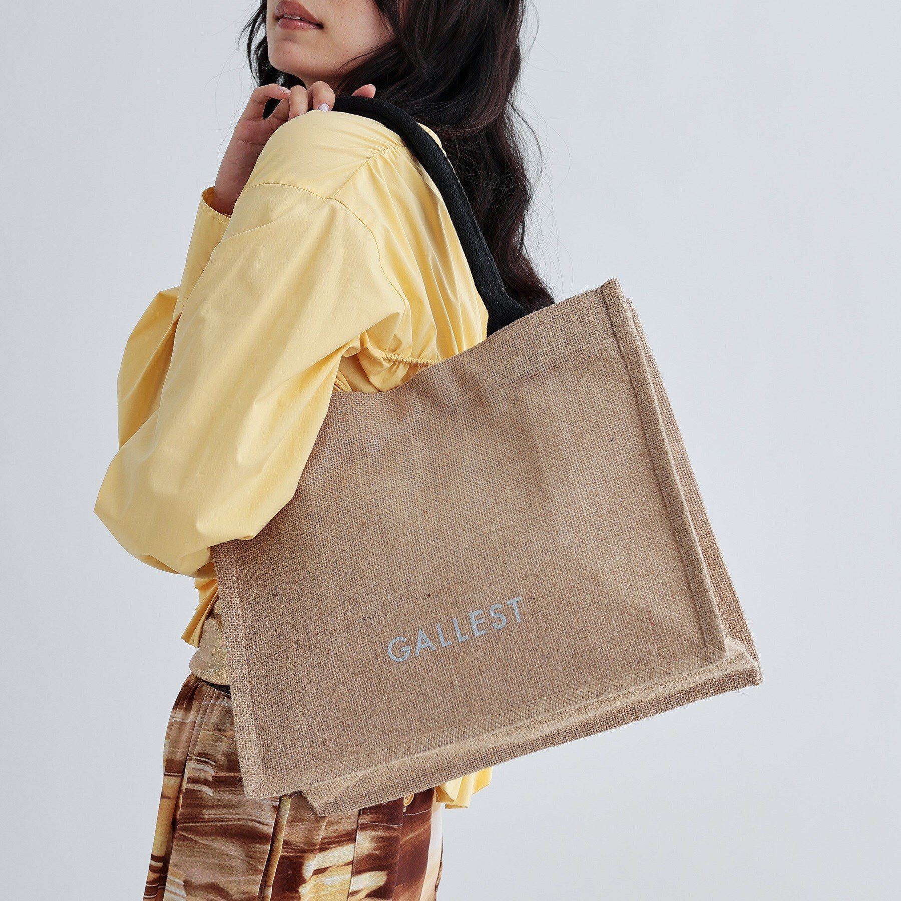 GALLEST「【A4サイズ収納・マチたっぷり】ジュートトートバッグ/エコバッグ」|トートバッグ|