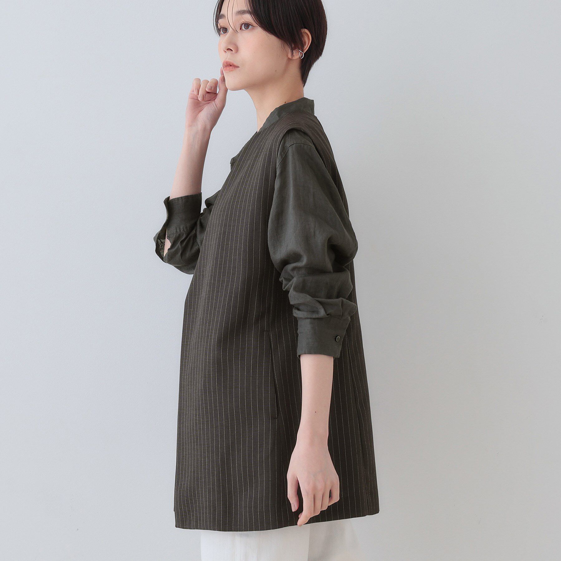 INDIVI「【こなれSETUP】リネンライクジレジャケット」|ベスト・ジレ|