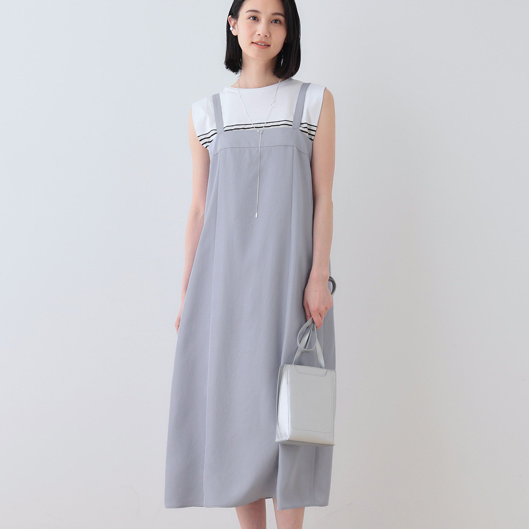 INDIVI「【洗える／UVケア】スリップワンピース」|ワンピース|ライトグレー(611