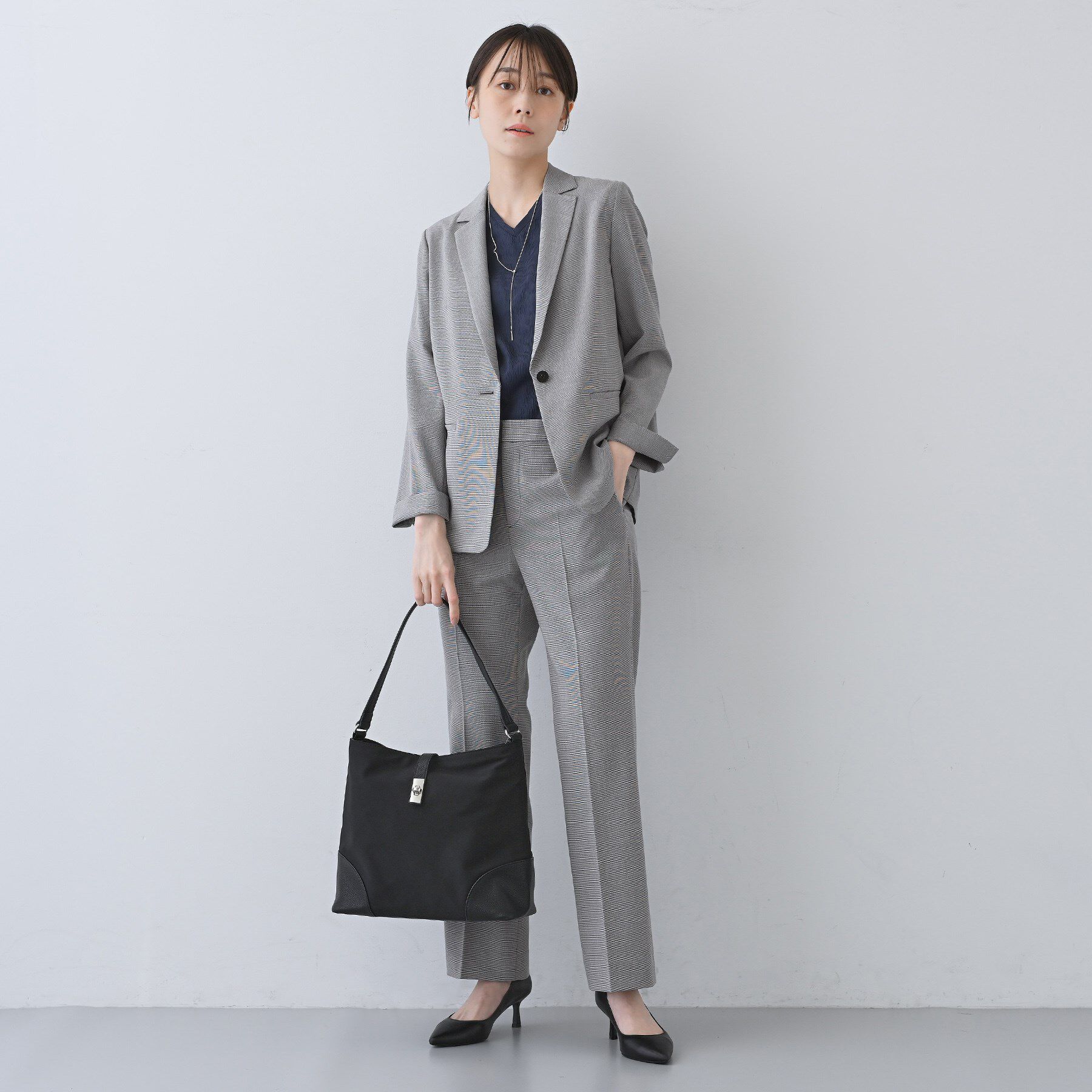 INDIVI「【洗える／夏スーツ】ミニ千鳥柄テーラードカラージャケット」|テーラードジャケット|