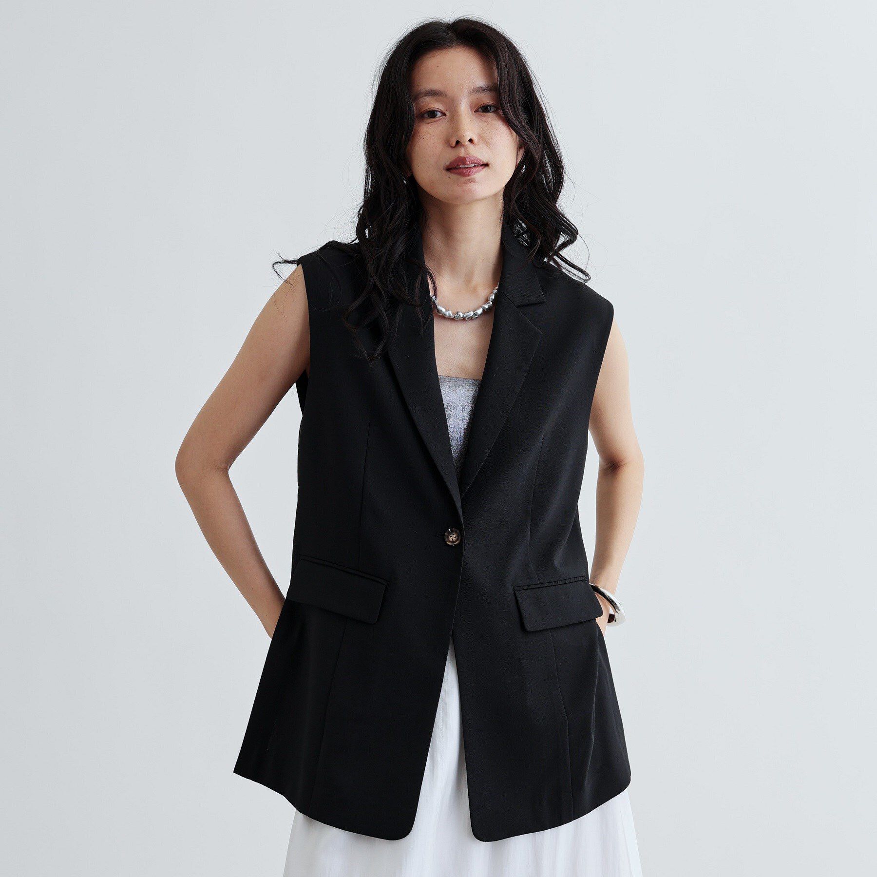 GALLEST「【セットアップ対応】リネンライクジレジャケット【カセット服/通勤・オフィス】」|ベスト・ジレ|