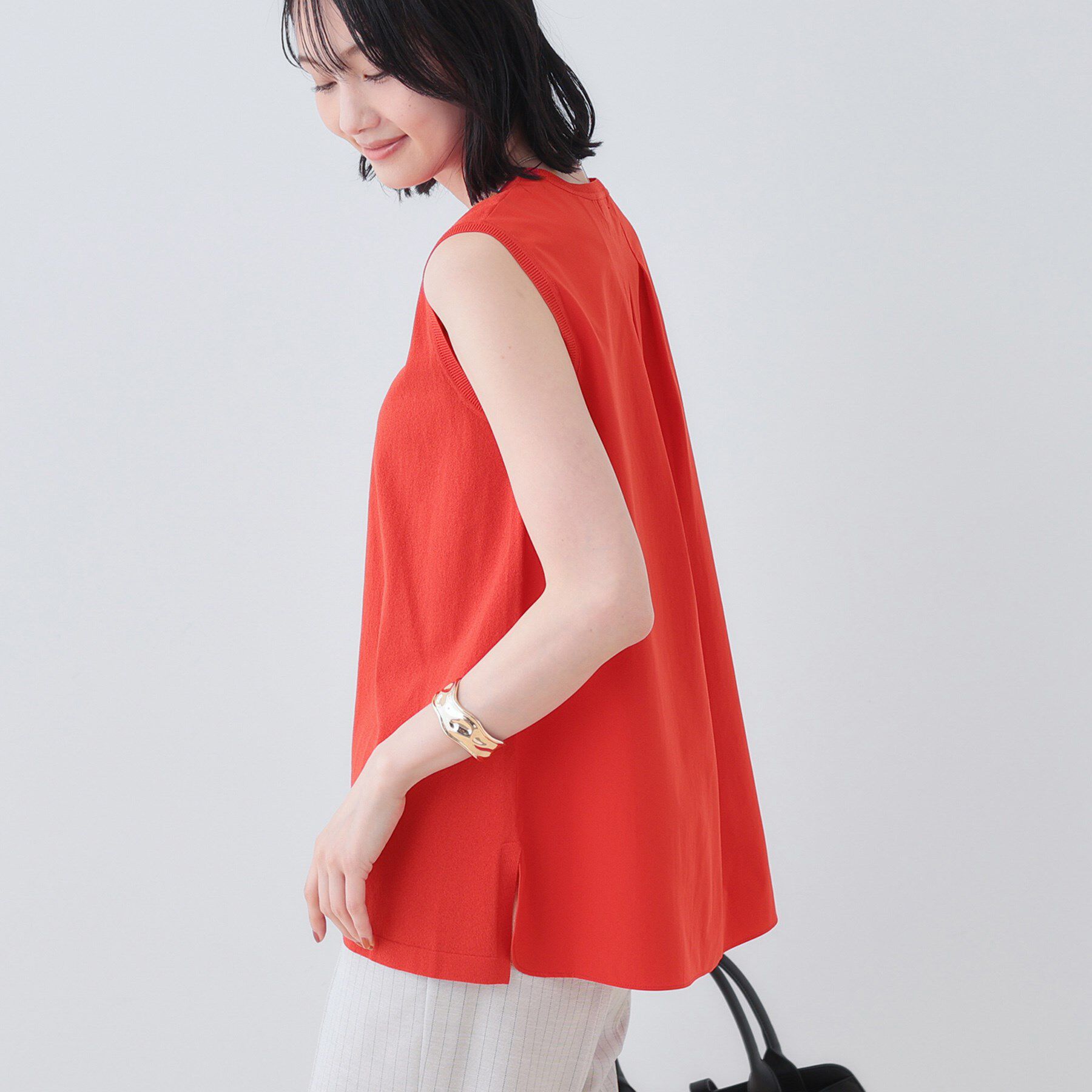 INDIVI「【洗える】切り替えノースリーブニット」|ニット・セーター|