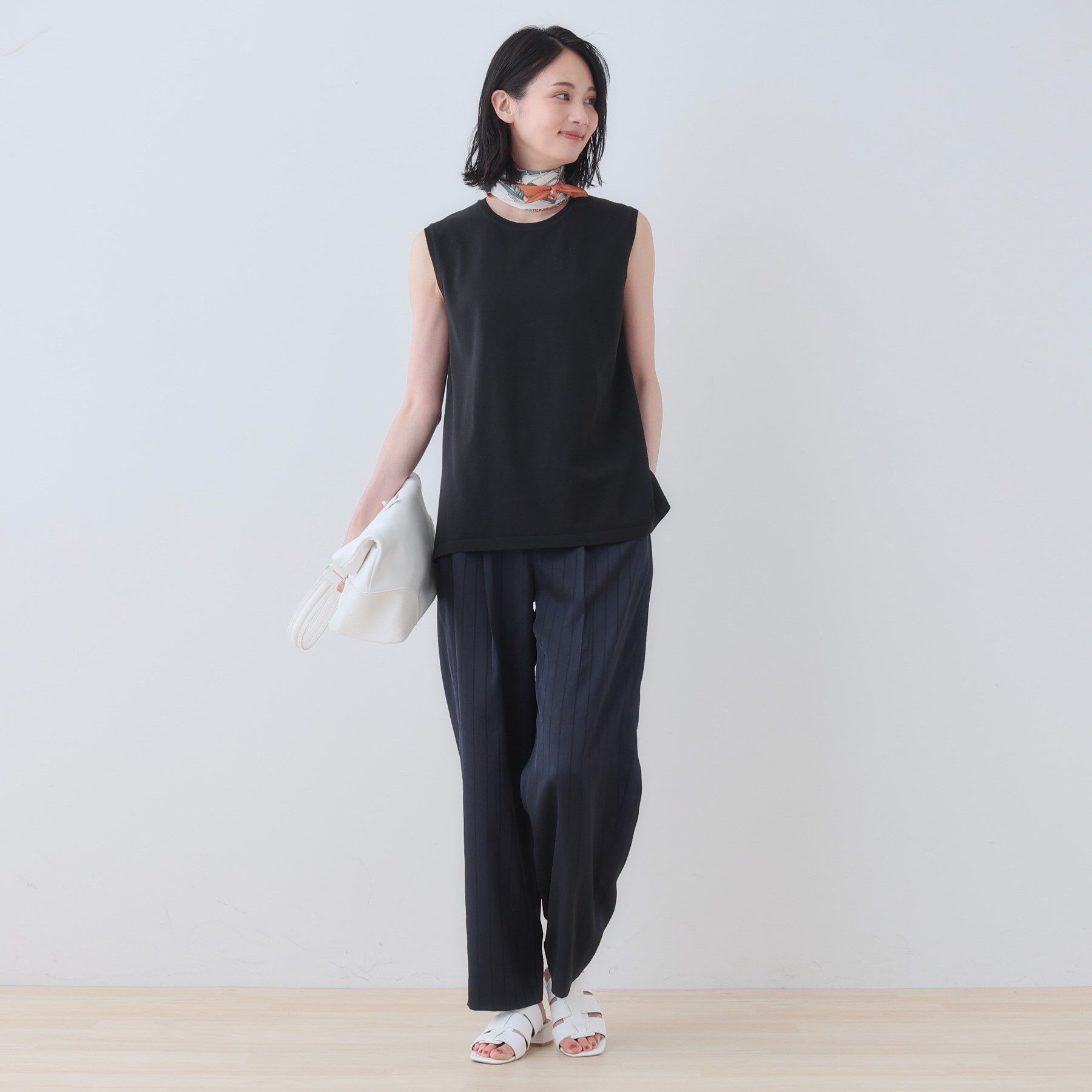 INDIVI「【洗える】切り替えノースリーブニット」|ニット・セーター|