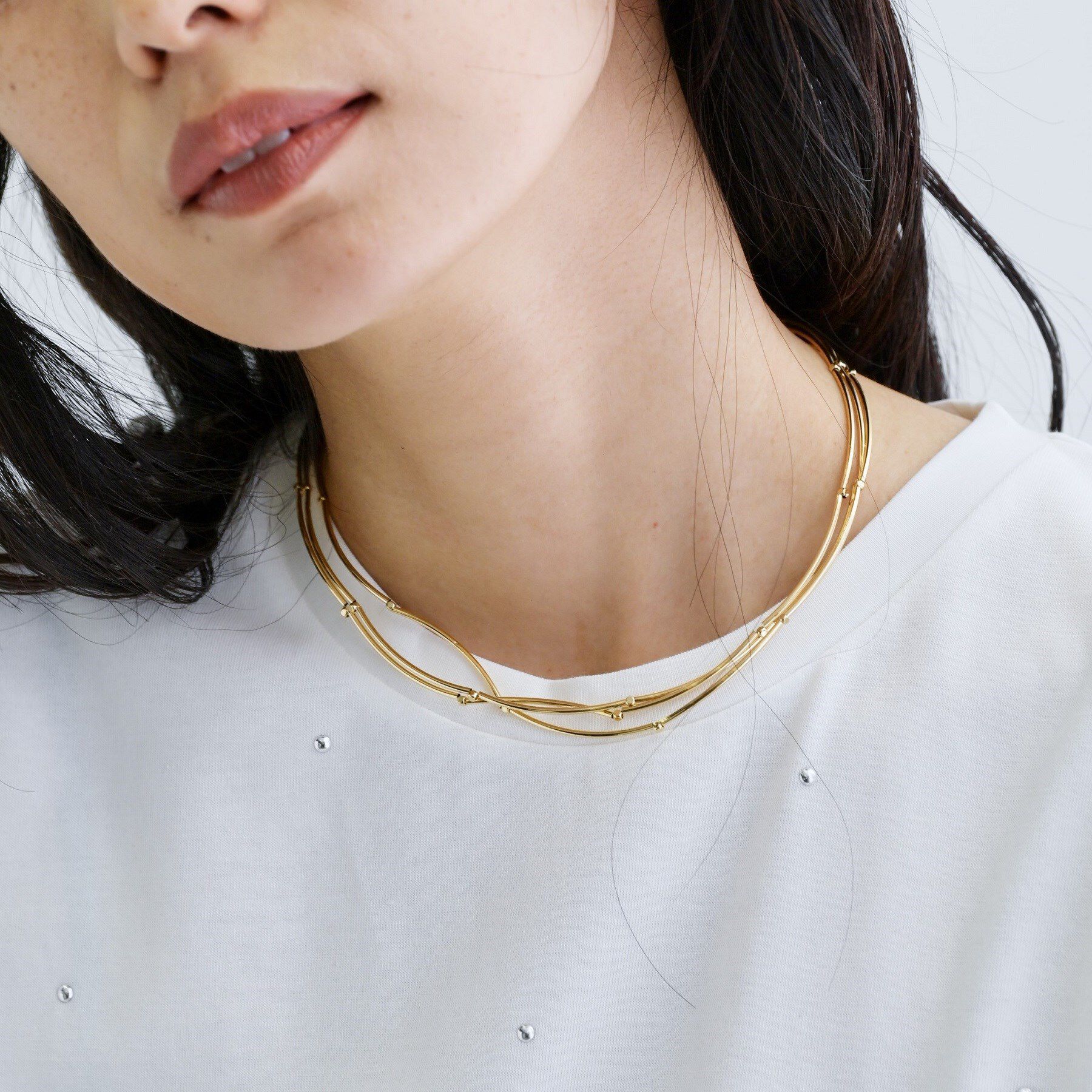 GALLEST「三連ショートネックレス」|ネックレス|ゴールド(007)