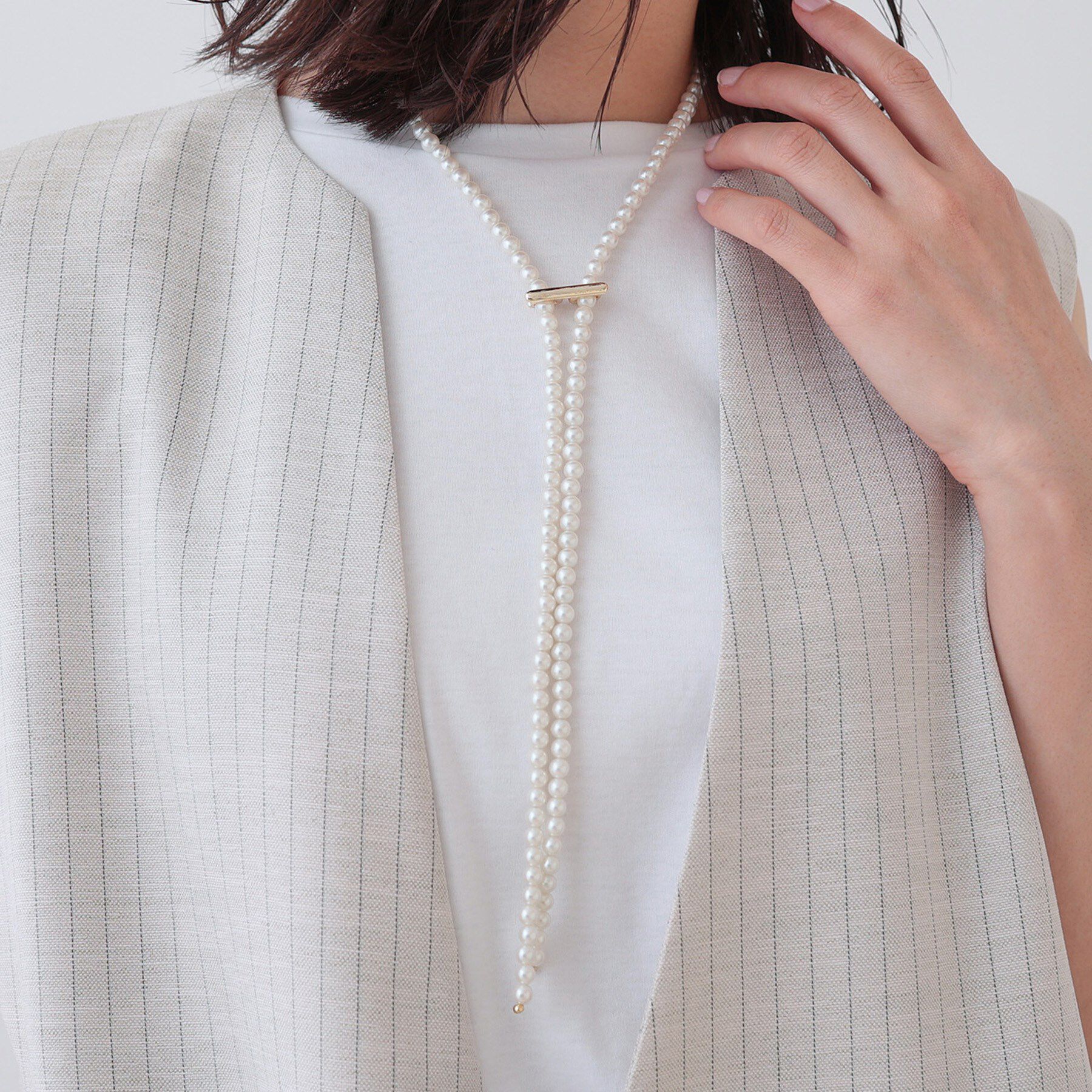 INDIVI「パール調ボウタイネックレス」|ネックレス|