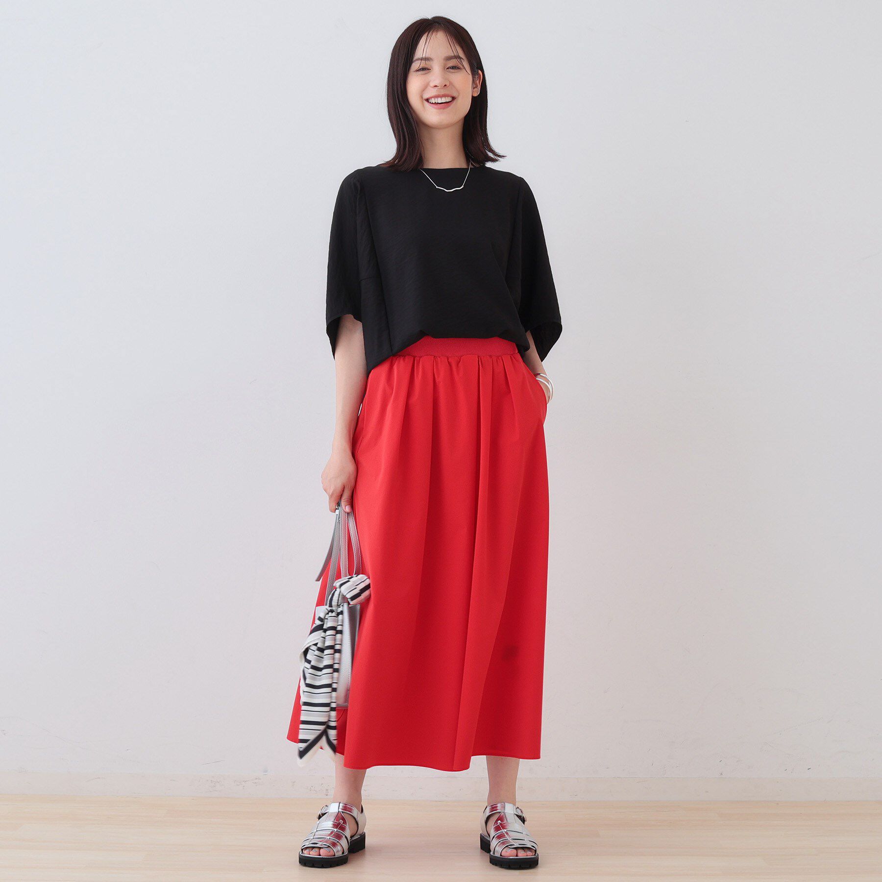 INDIVI「【洗える／5分袖／UVケア／SETUP可能】モモンガスリーブブラウス」|シャツ・ブラウス|