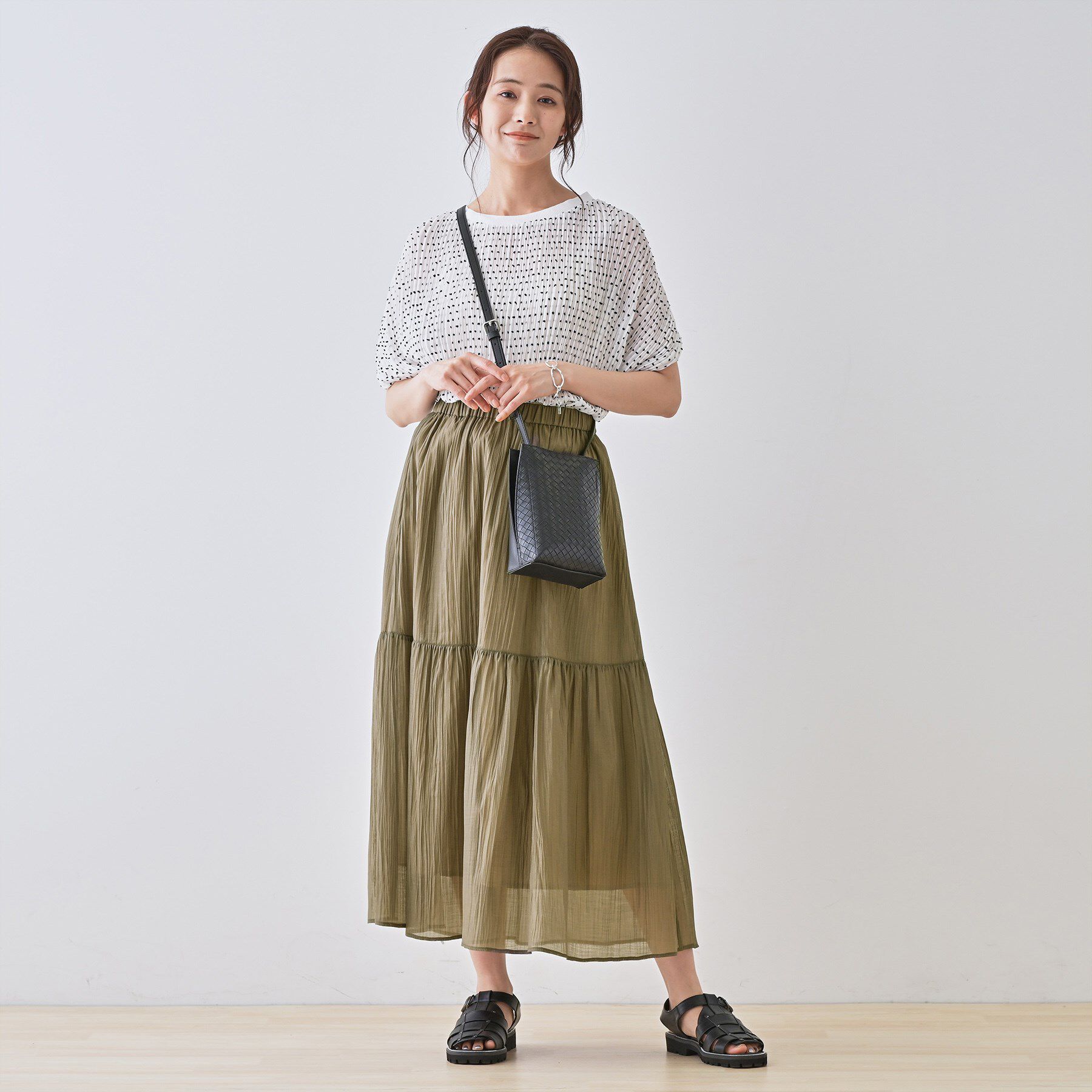 INDIVI「【2点セット／着回し◎】ノースリーブ＆ティアードスカート カセット服」|ワンピース|