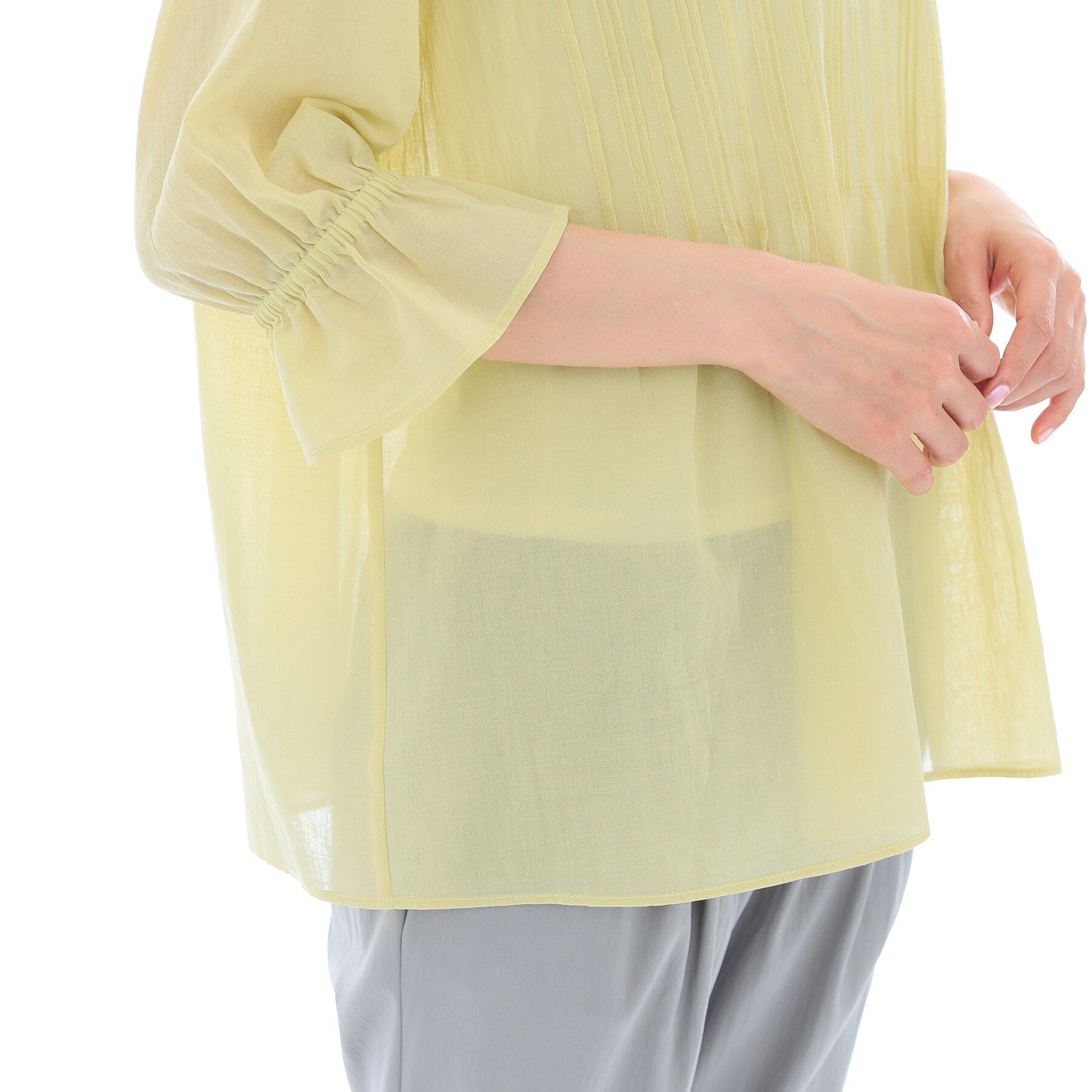 INDIVI「【洗える/コットン】ピンタックシアーブラウス」|シャツ・ブラウス|