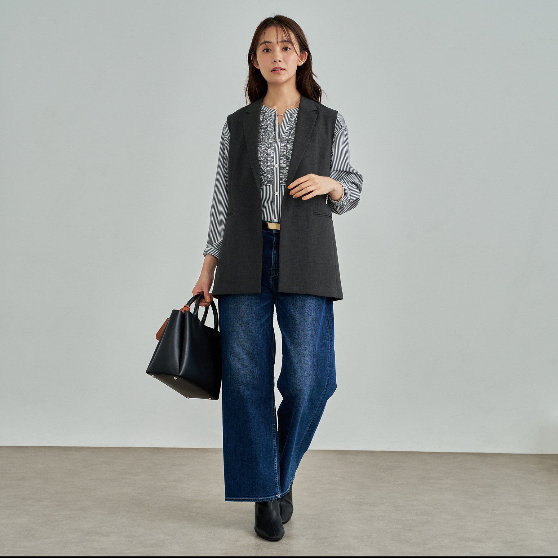 INDIVI「【セットアップ可能】凹凸ストレッチ素材テーラードカラージレジャケット」|テーラードジャケット|