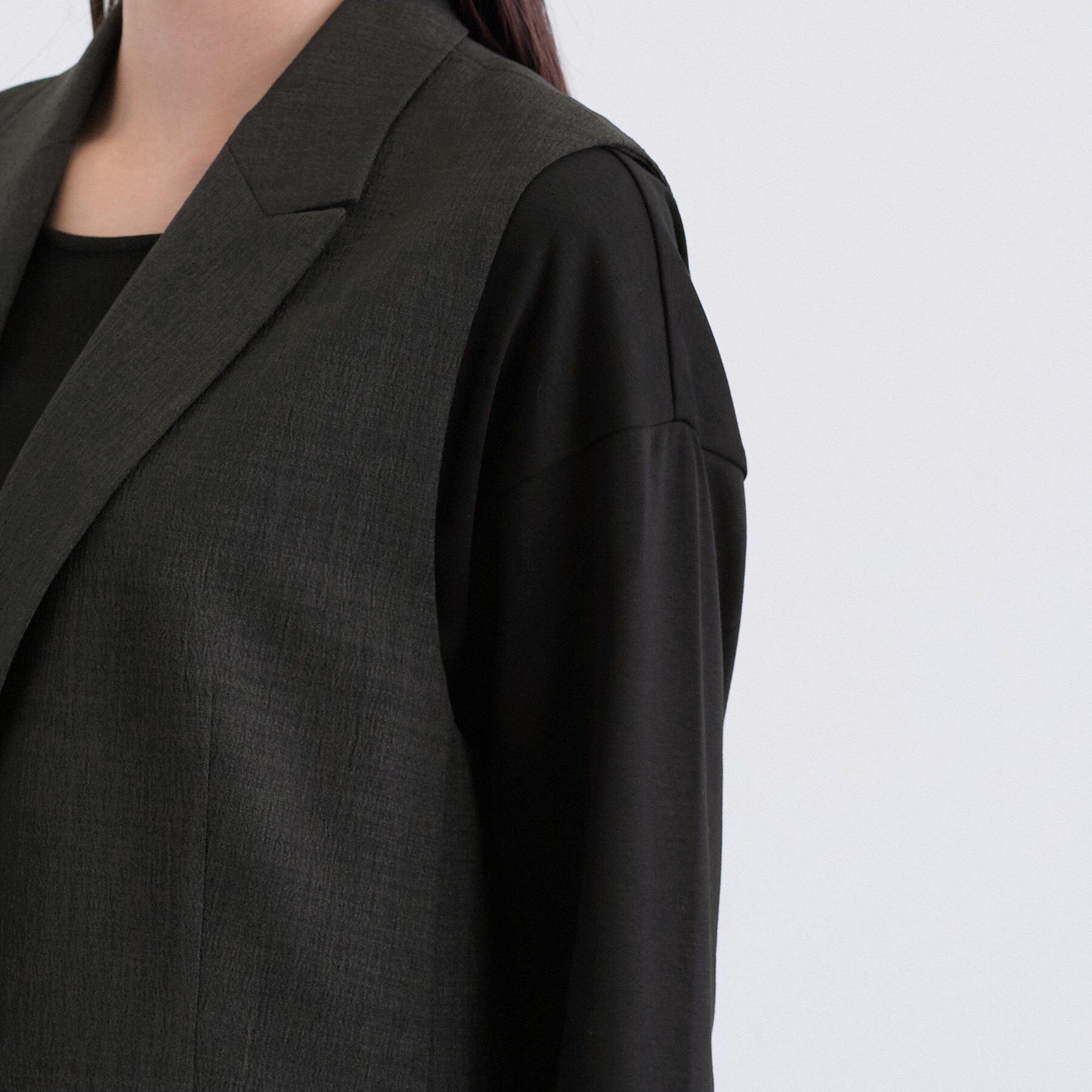 INDIVI「【セットアップ可能】凹凸ストレッチ素材テーラードカラージレジャケット」|テーラードジャケット|