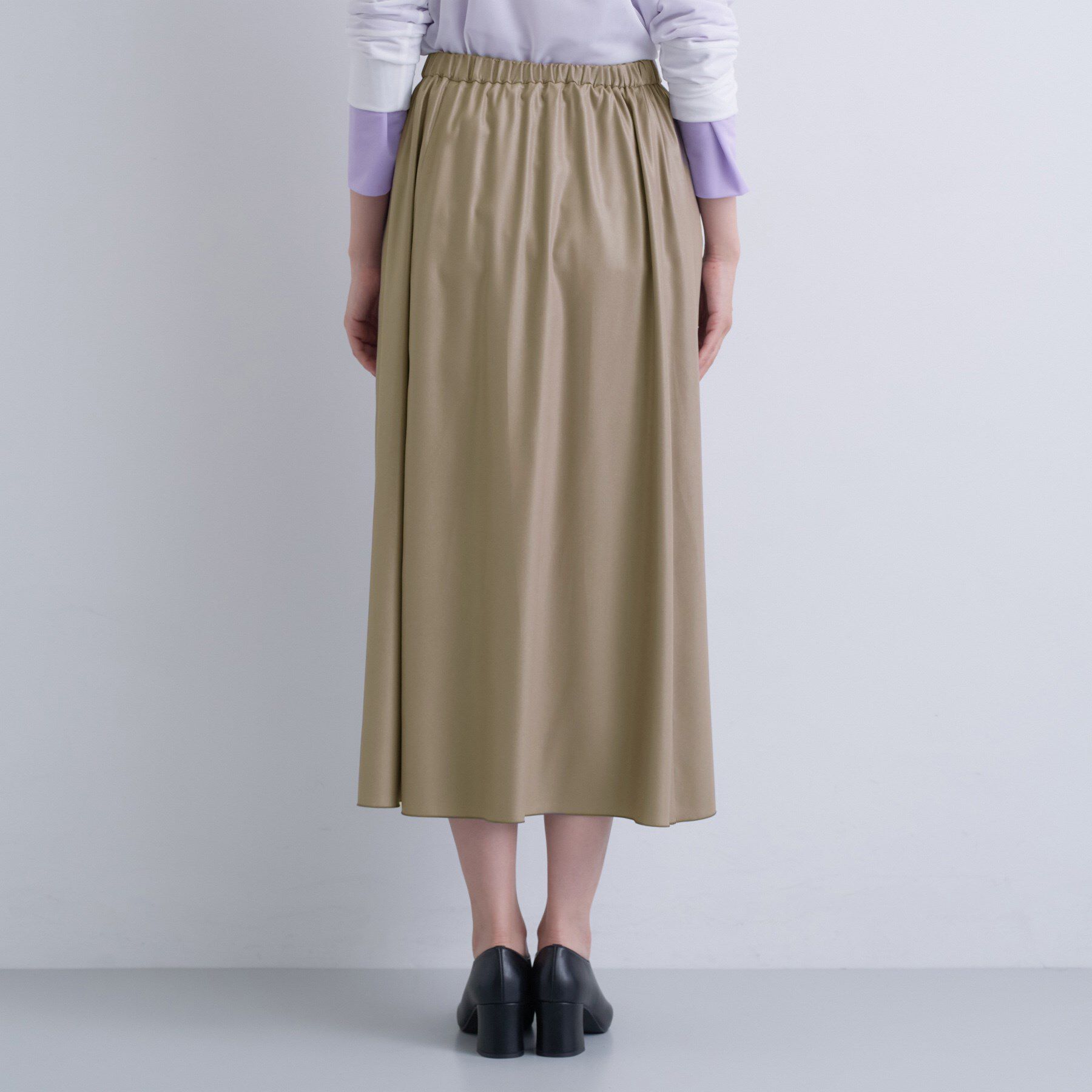 INDIVI「レザー調ギャザースカート」|スカート|