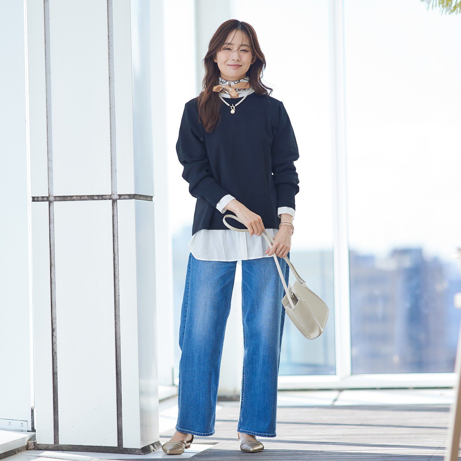 INDIVI「【セットアップ可能】スエード調サテンブラウス」|シャツ・ブラウス|