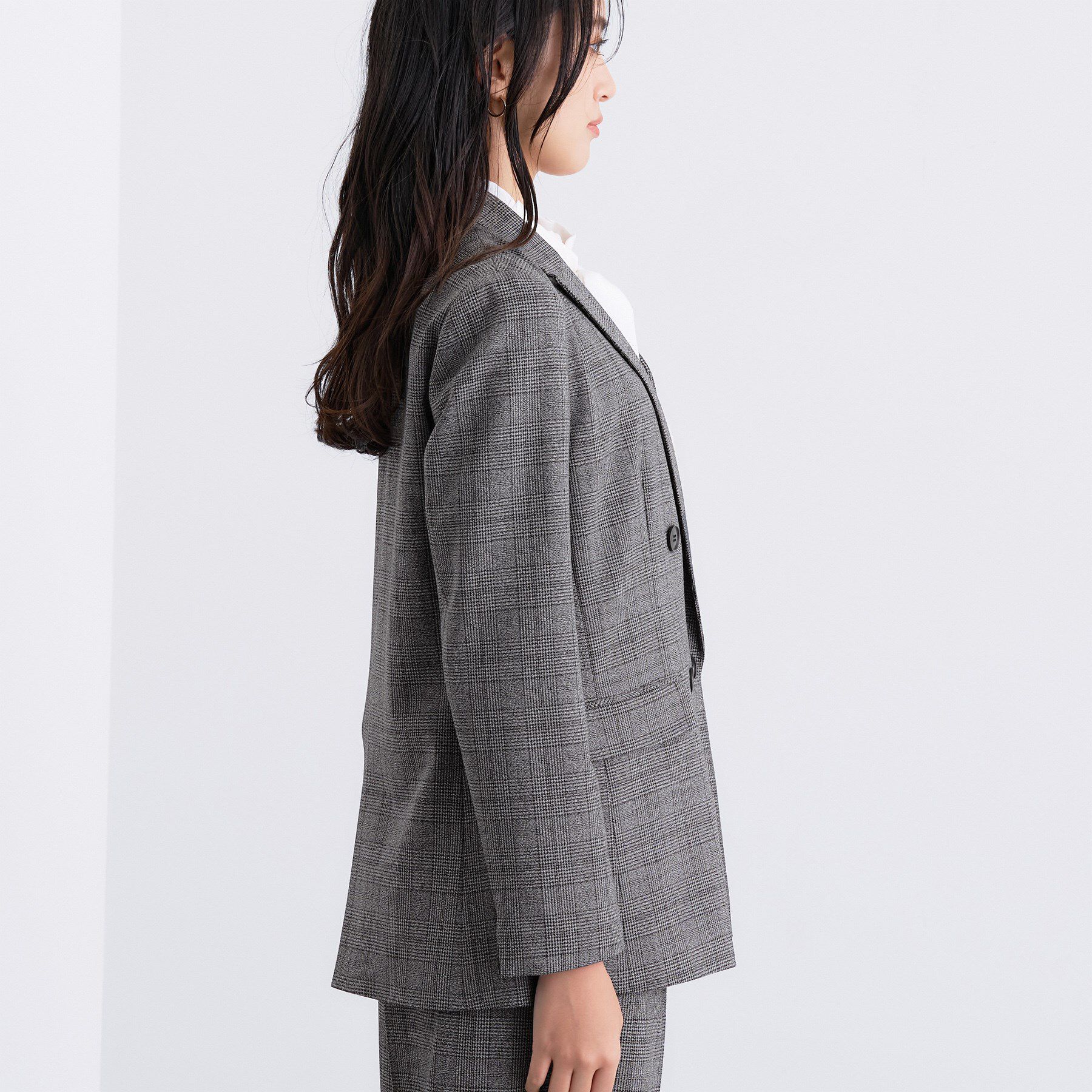 INDIVI「【洗える／オンオフ】チェック柄ダブルジャケット」|テーラードジャケット|