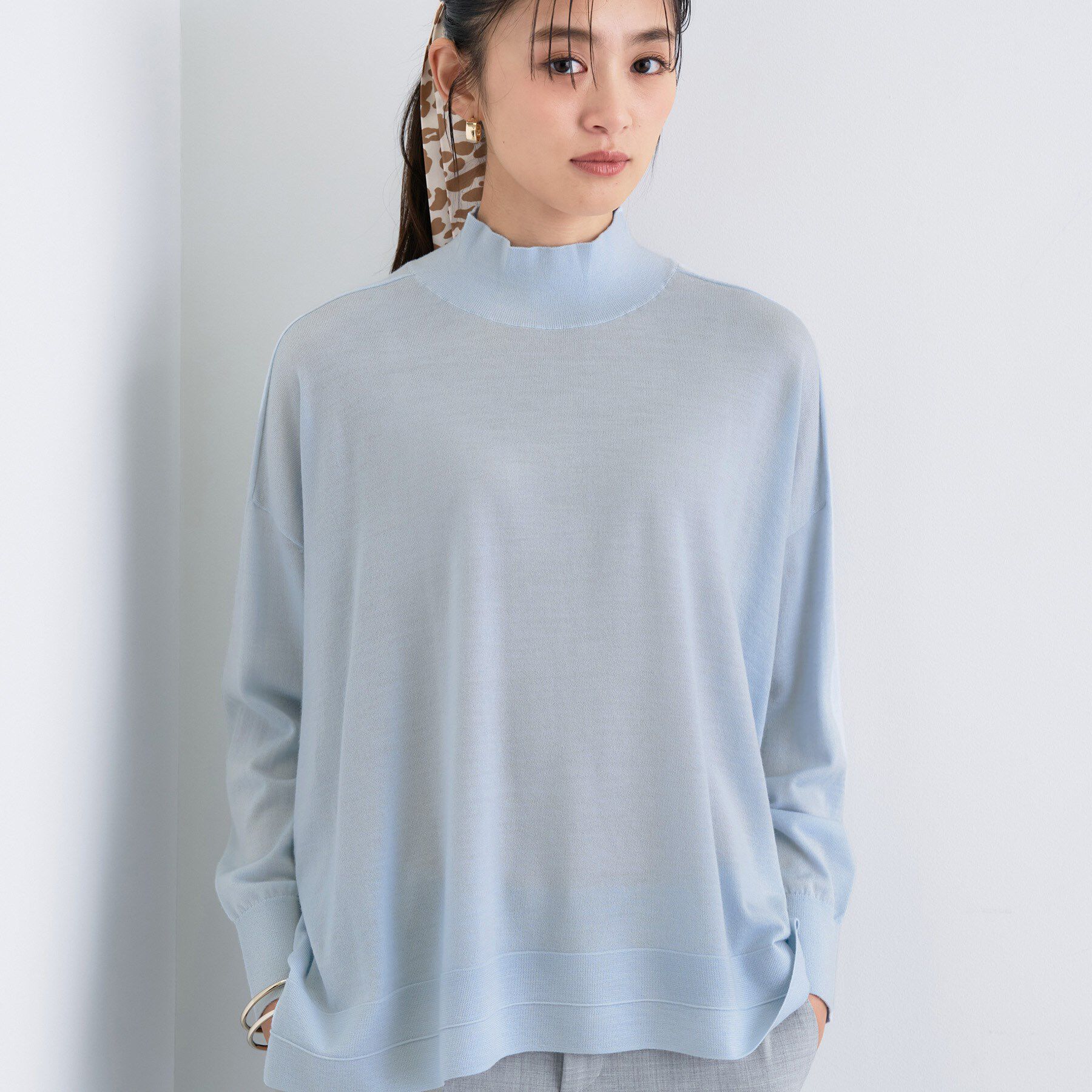 INDIVI「【洗える／毛玉になりにくい】エクストラファインウール ハイネックニット」|ニット・セーター|