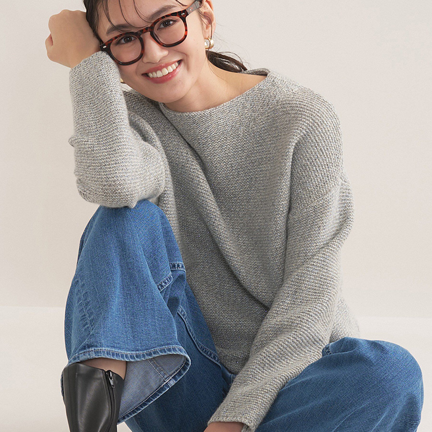 INDIVI「【洗える／大人ラメ】カラーMIXボトルネックニット」|ニット・セーター|