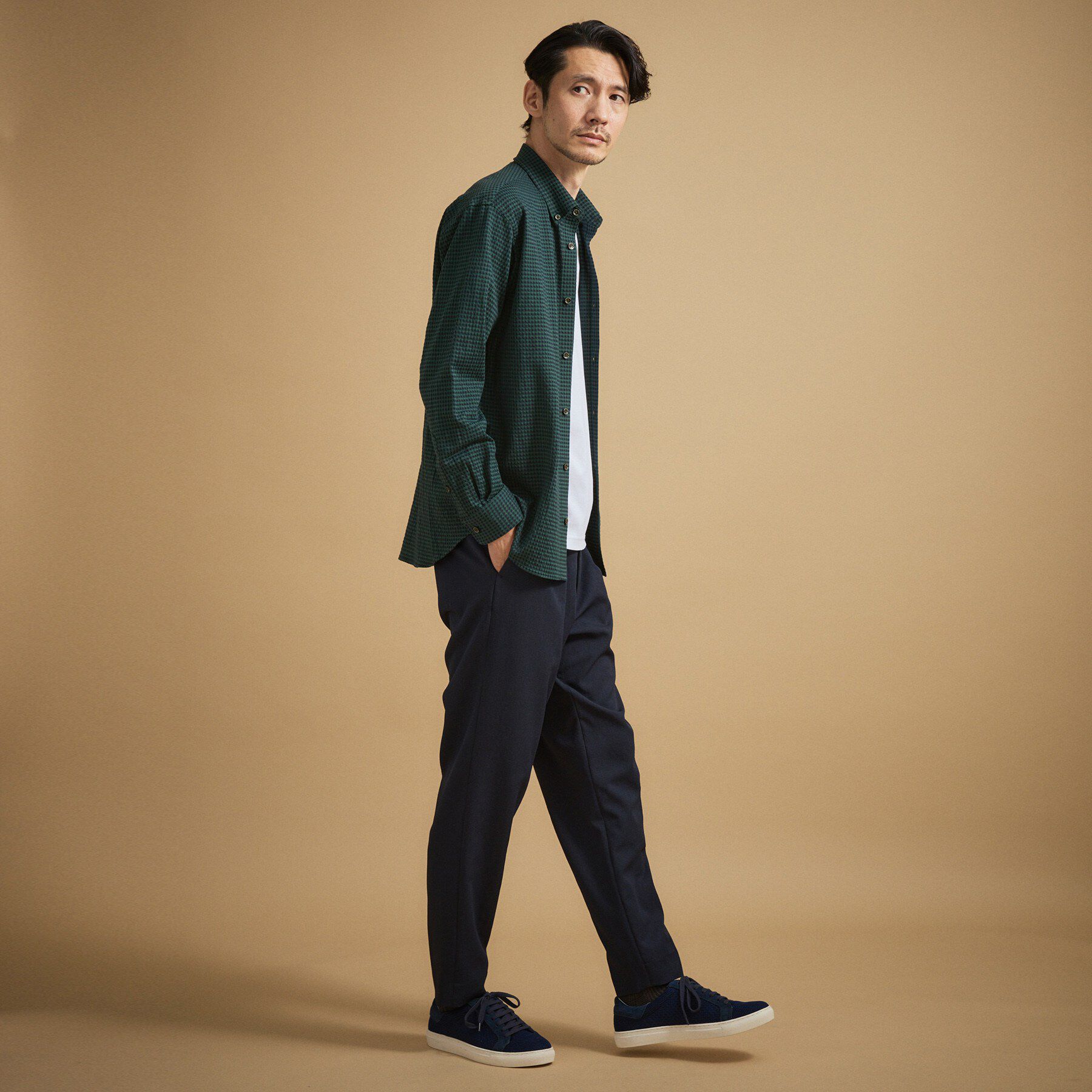 TAKEO KIKUCHI「【抗菌防臭/シーズンレス】シアサッカーギンガムチェック ストレッチシャツ」|シャツ・ブラウス|