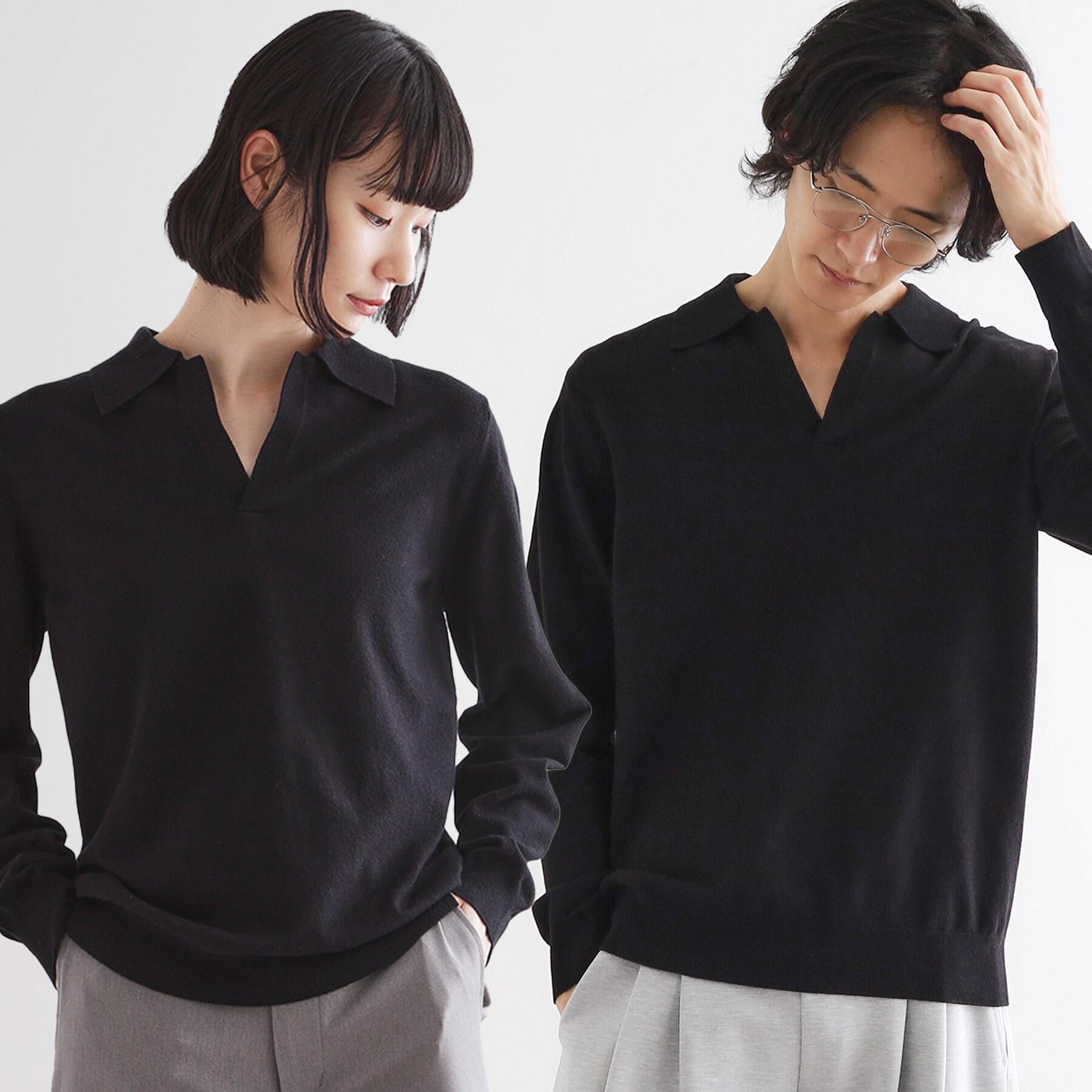 tk.TAKEO KIKUCHI「ハイゲージスキッパーコンパクトポロニット」|ニット・セーター|ブラック(019)