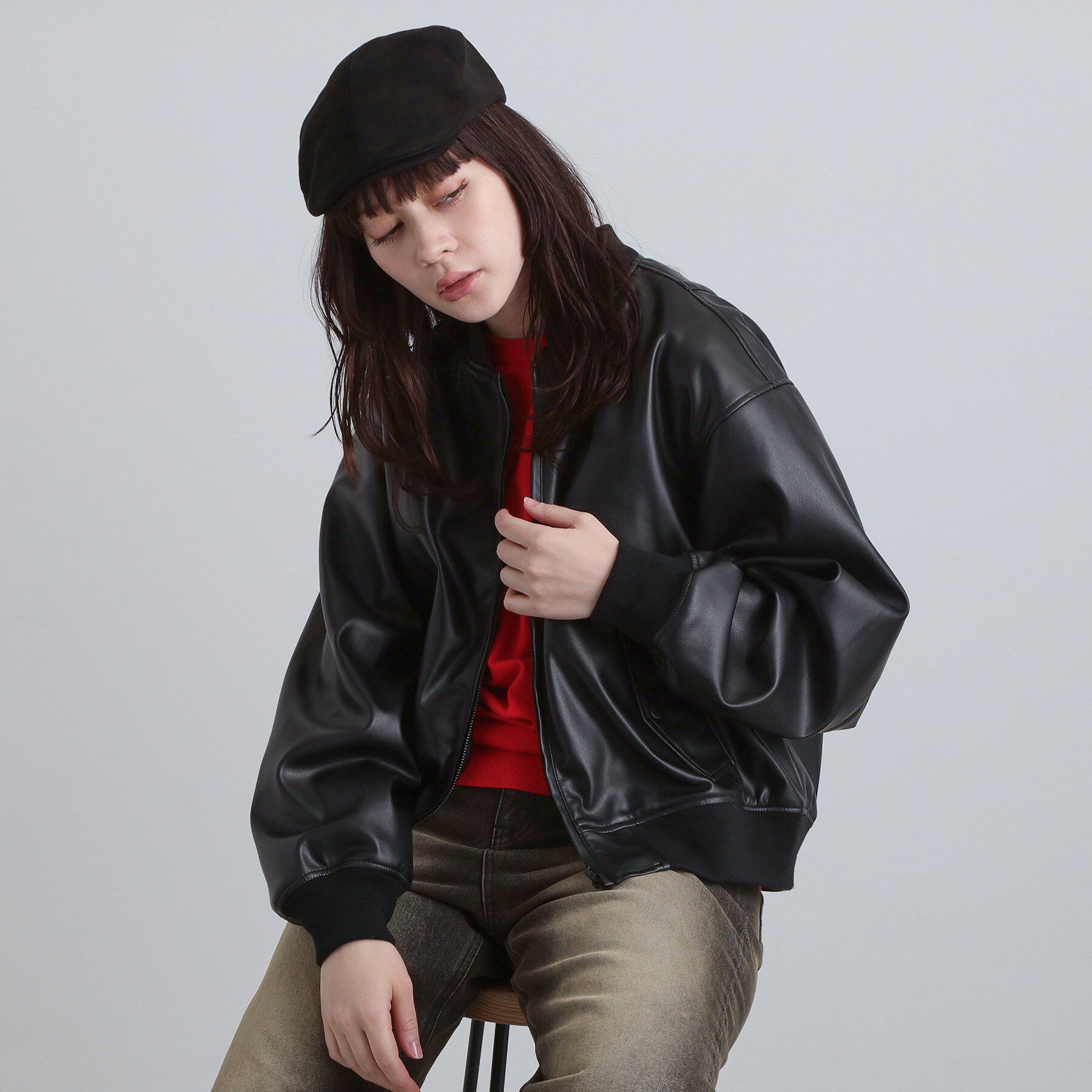 tk.TAKEO KIKUCHI「シンセティックレザー MA－1」|ブルゾン・スタジャン|