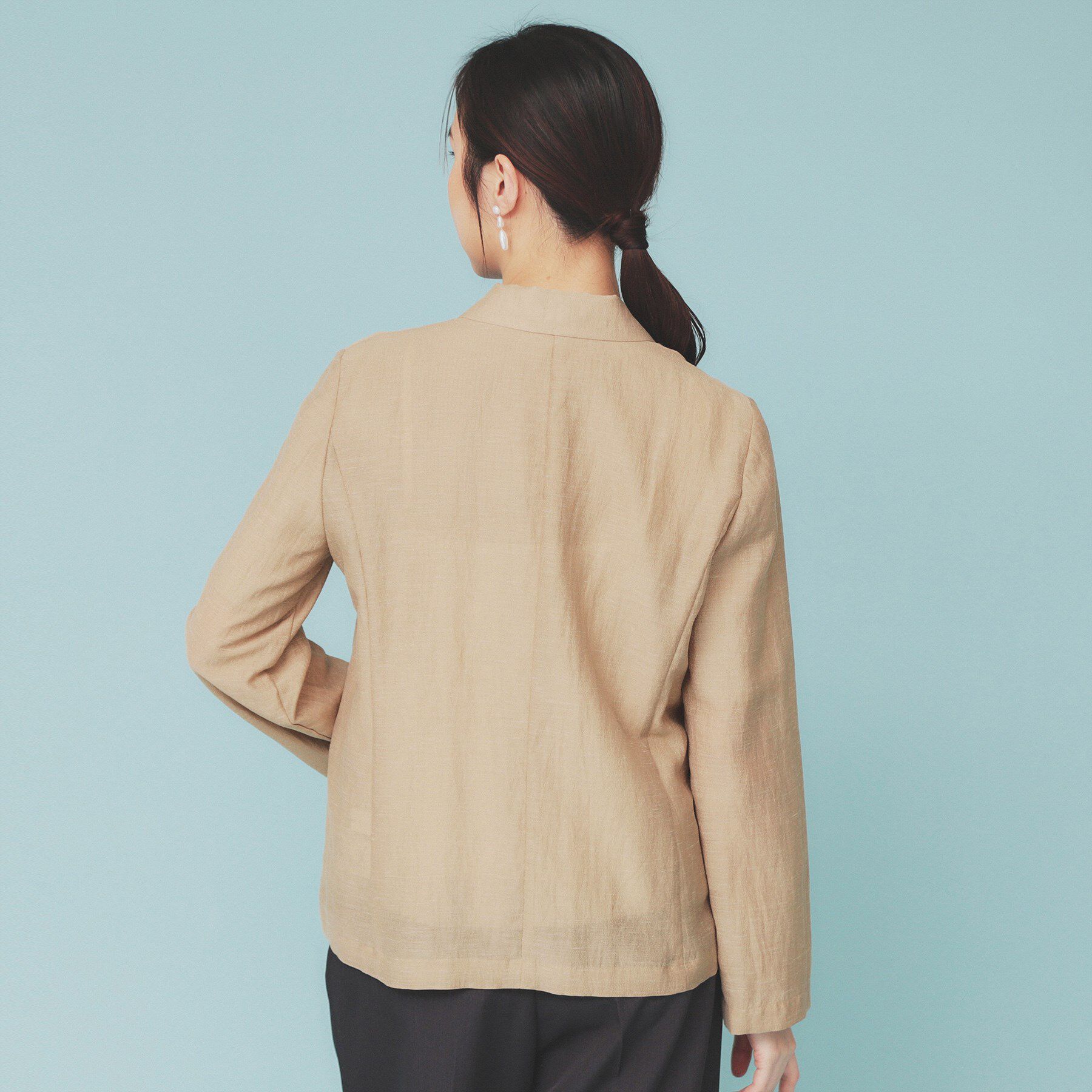 index「麻調シアーダブルブレストテーラードジャケット【洗濯機洗い可】」|テーラードジャケット|