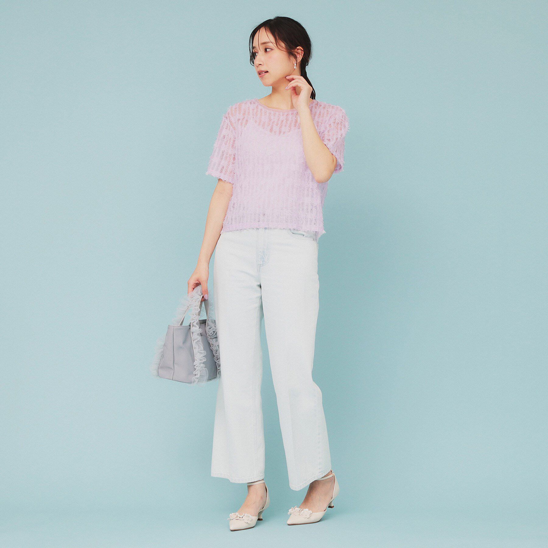 index「チュールフリンジシアートップス【洗える】」|Tシャツ・カットソー|