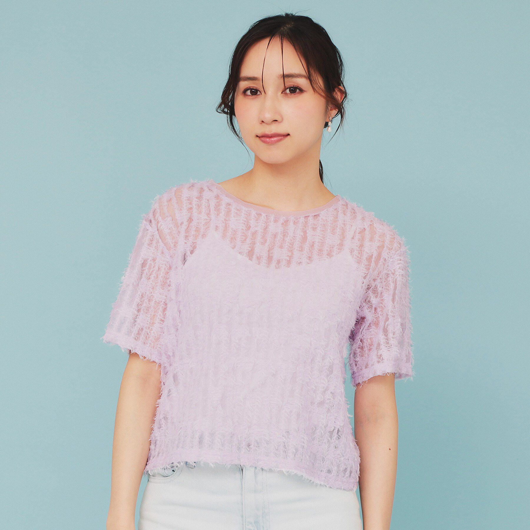 index「チュールフリンジシアートップス【洗える】」|Tシャツ・カットソー|