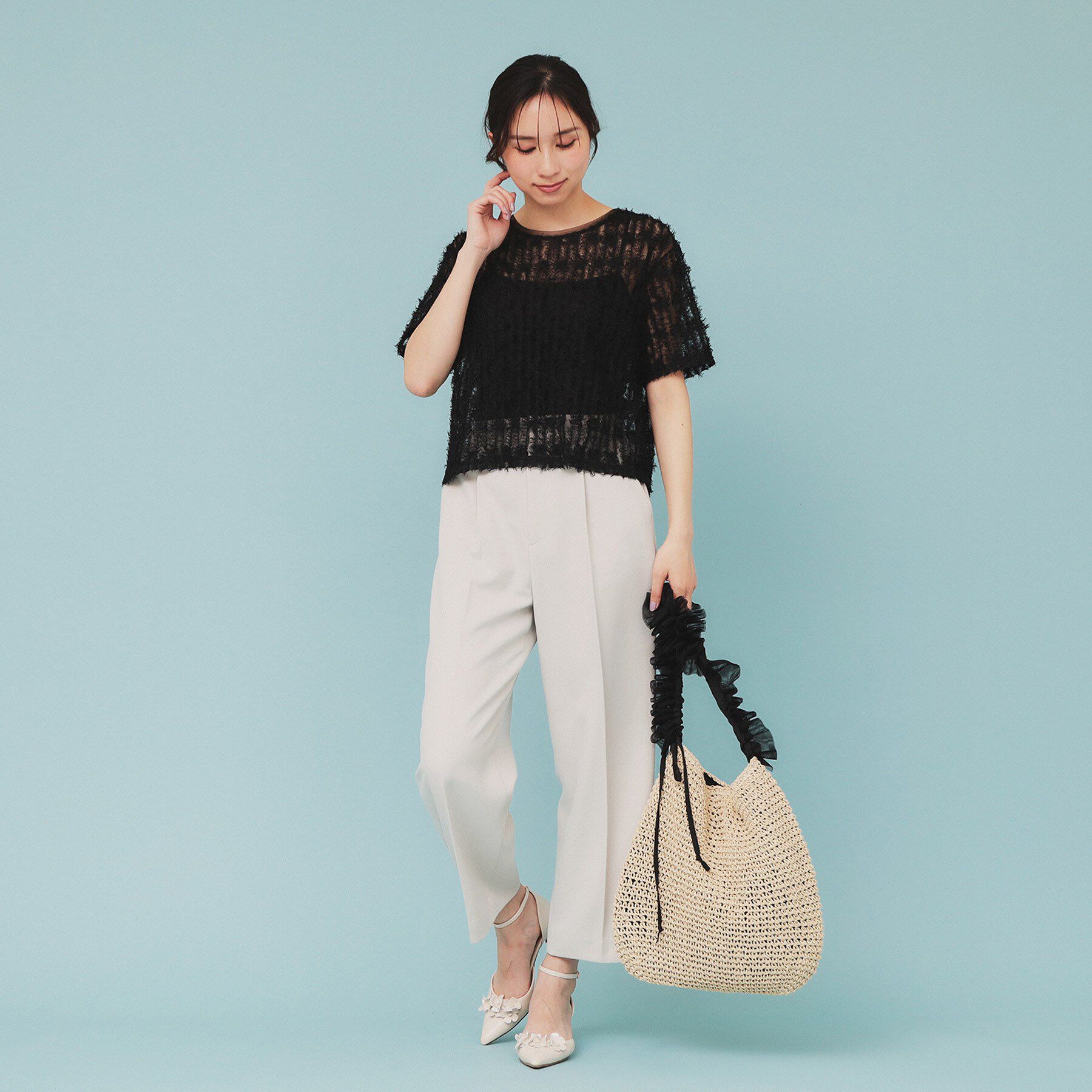 index「チュールフリンジシアートップス【洗える】」|Tシャツ・カットソー|