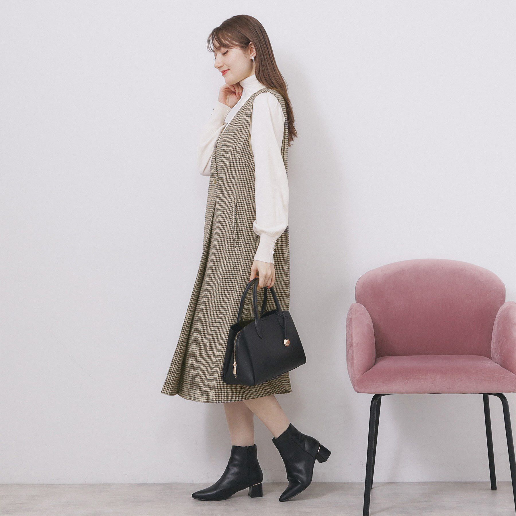 index「ラップ風ツイードジャンスカ【洗濯機OK/防シワ】」|ワンピース|