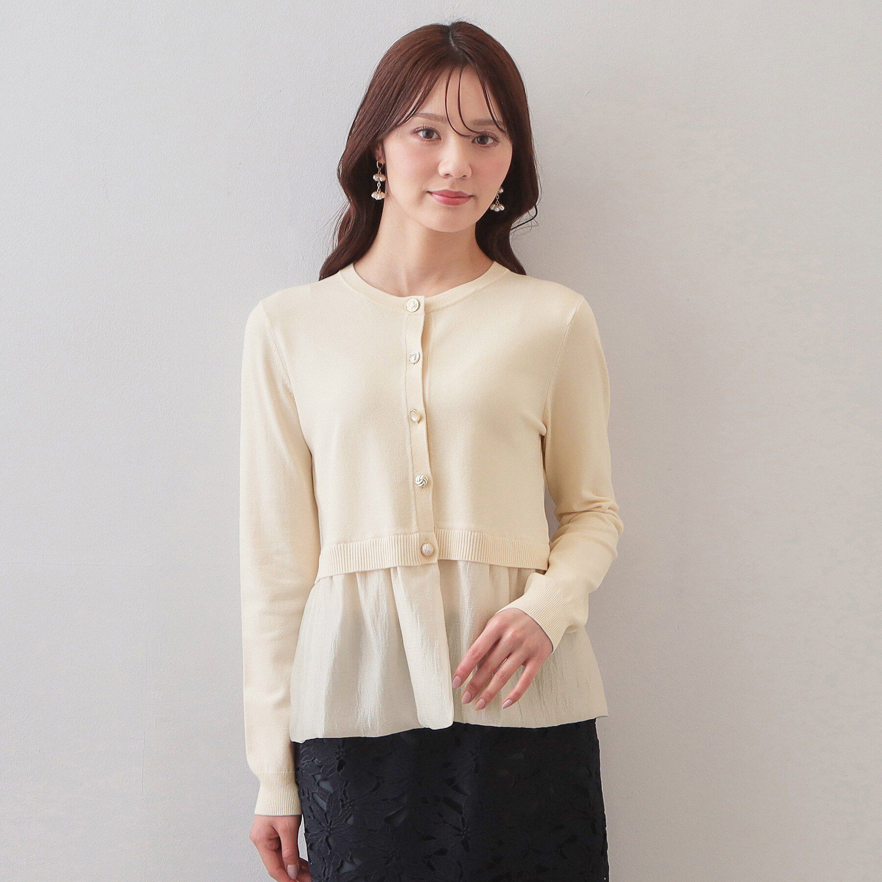 index「ペプラムレイヤード多釦カーディガン【洗濯機OK】」|カーディガン|