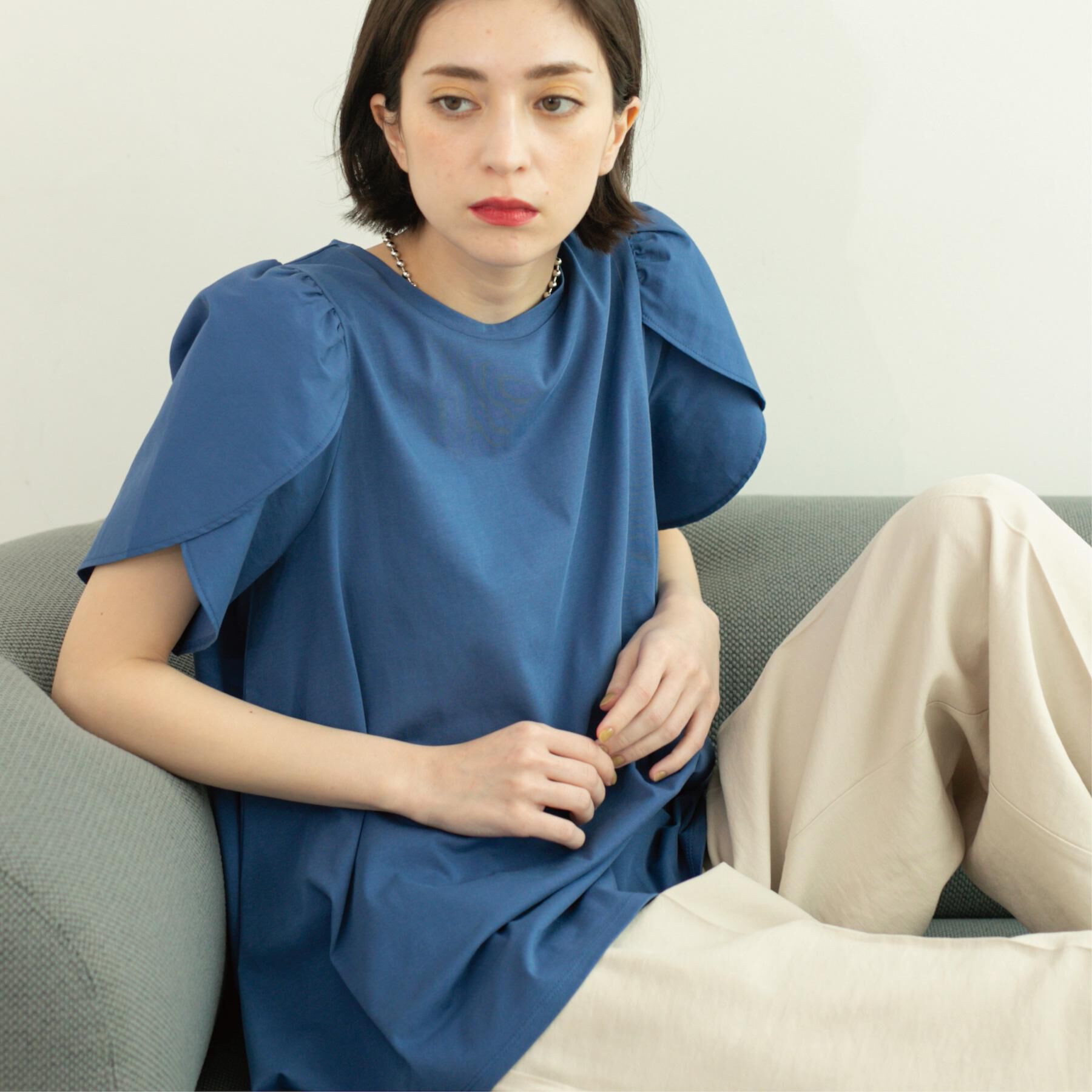 OPAQUE.CLIP「チューリップスリーブドッキングカットソー【洗濯機洗い可/接触冷感】」|Tシャツ・カットソー|