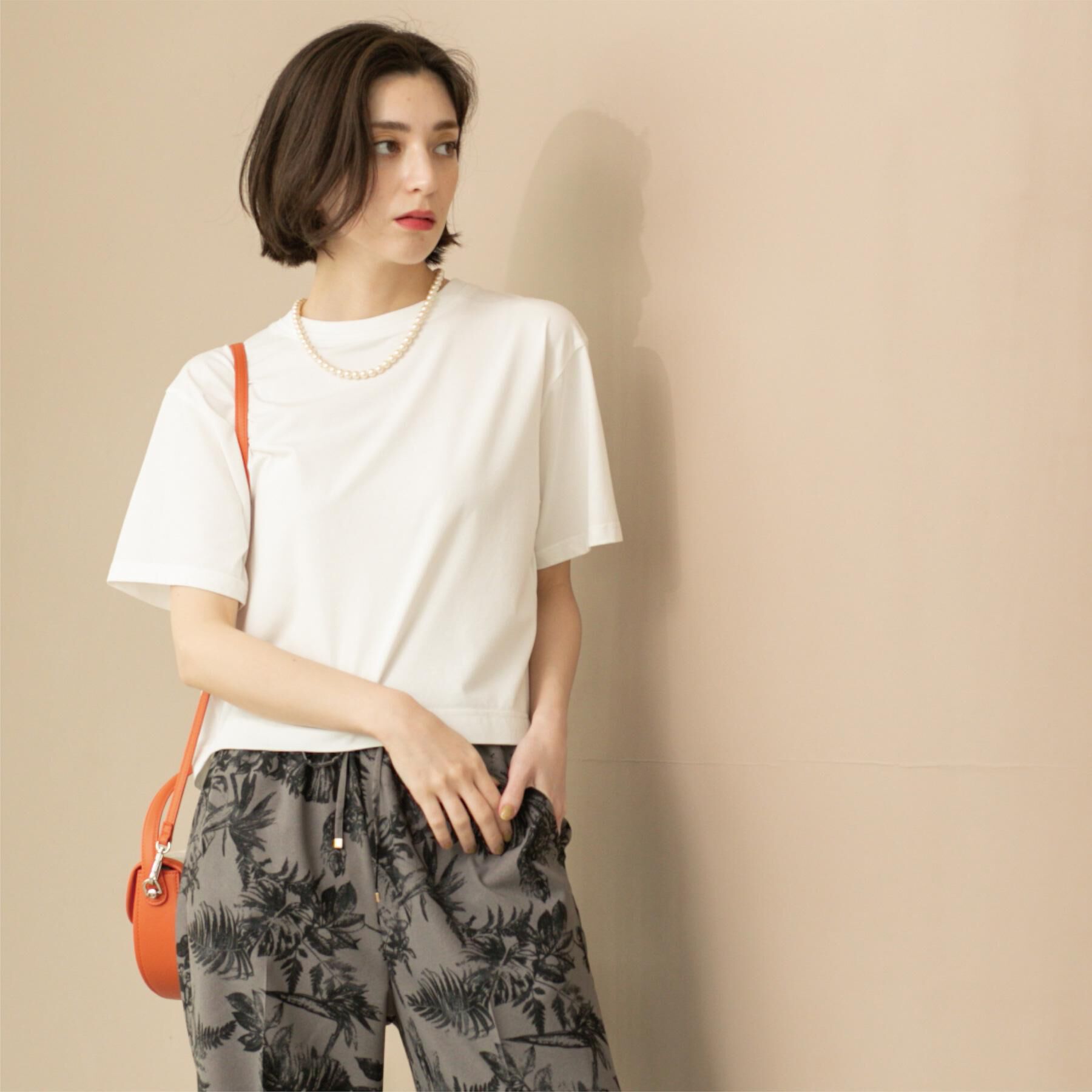 OPAQUE.CLIP「バックフレアショートTシャツ【洗濯機洗い可】」|Tシャツ・カットソー|