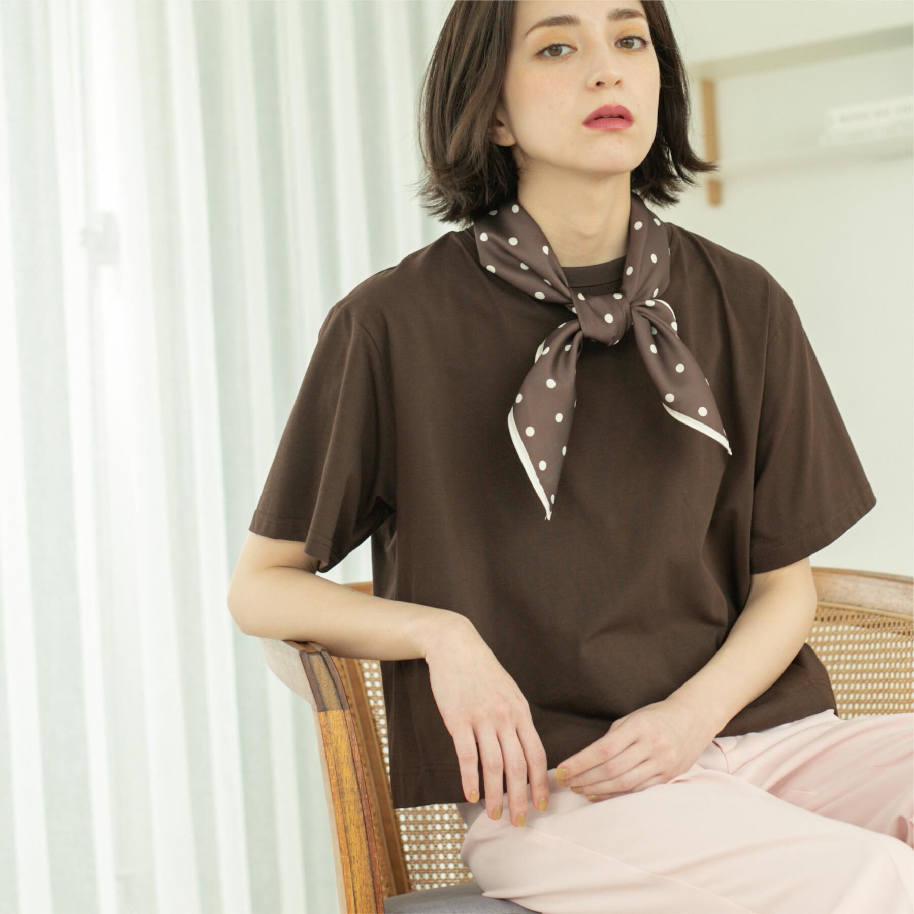 OPAQUE.CLIP「バックフレアショートTシャツ【洗濯機洗い可】」|Tシャツ・カットソー|ブラウン(044)