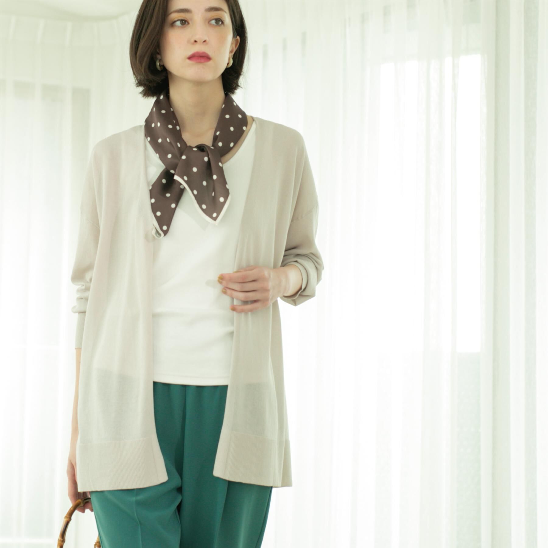 OPAQUE.CLIP「ミドル丈ニットカーディガン【抗ピル/洗濯機洗い可/接触冷感】」|カーディガン|