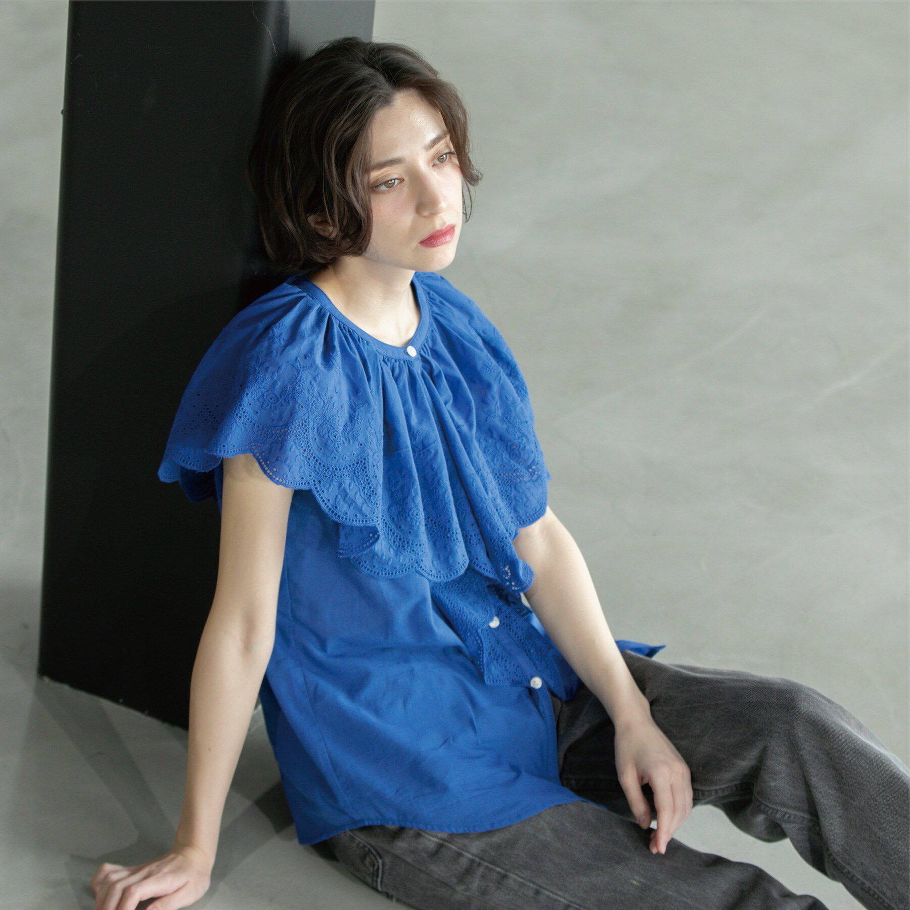 OPAQUE.CLIP「刺繍レースカラーブラウス」|シャツ・ブラウス|