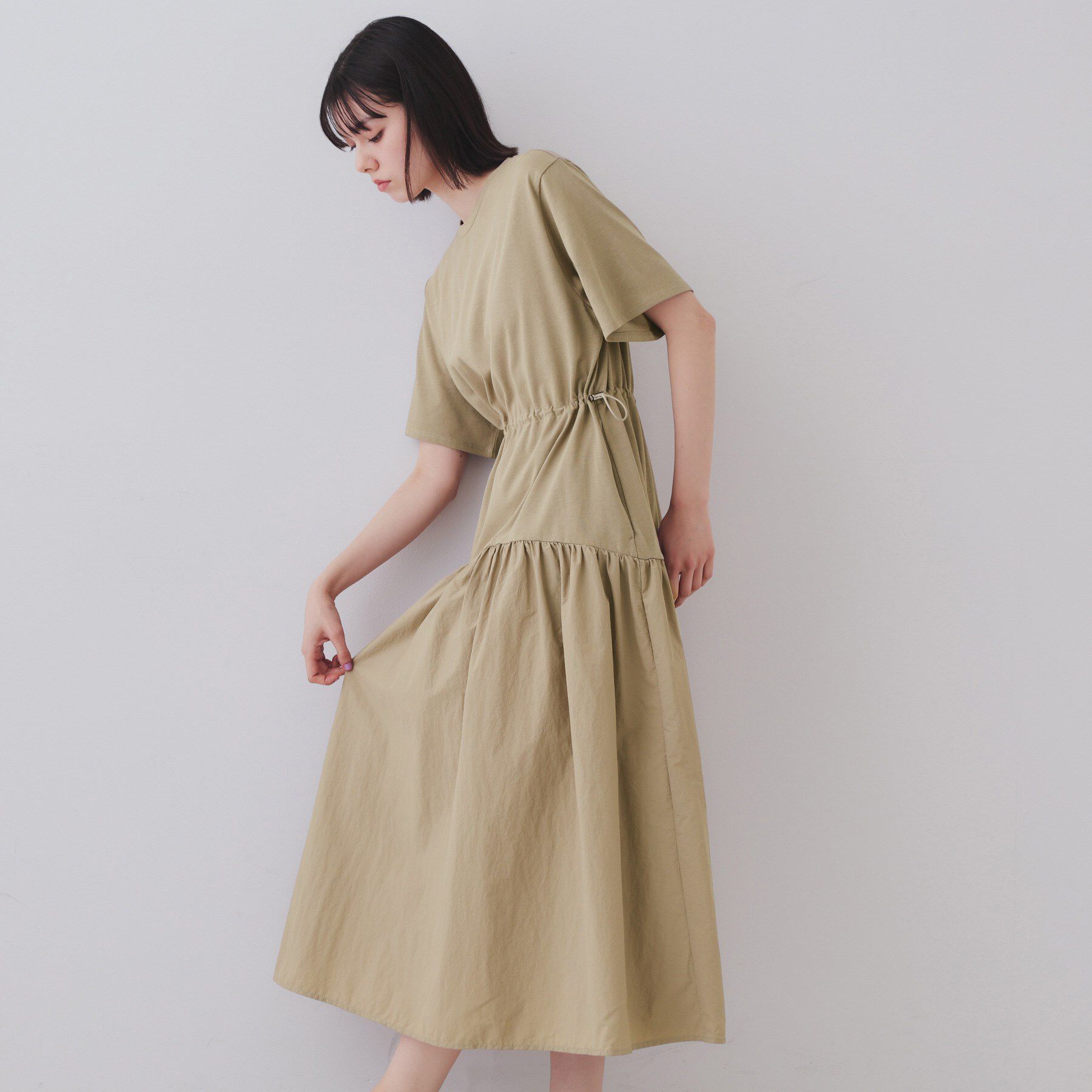 OPAQUE.CLIP「フィット＆フレアドッキングワンピース【洗濯機洗い可】」|ワンピース|