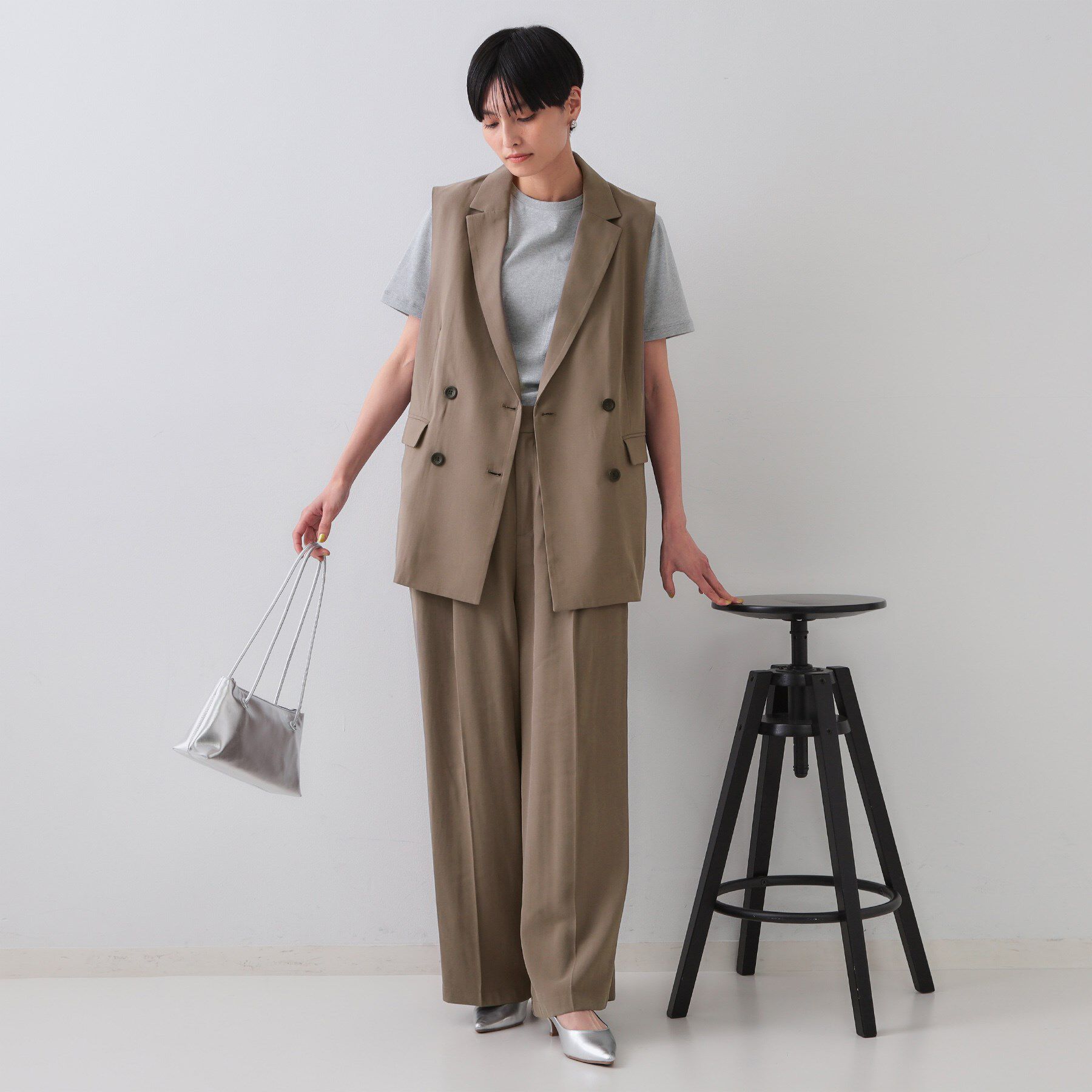 OPAQUE.CLIP「《美人百花掲載》テーラードジレ/セットアップ対応【洗える】」|ベスト・ジレ|