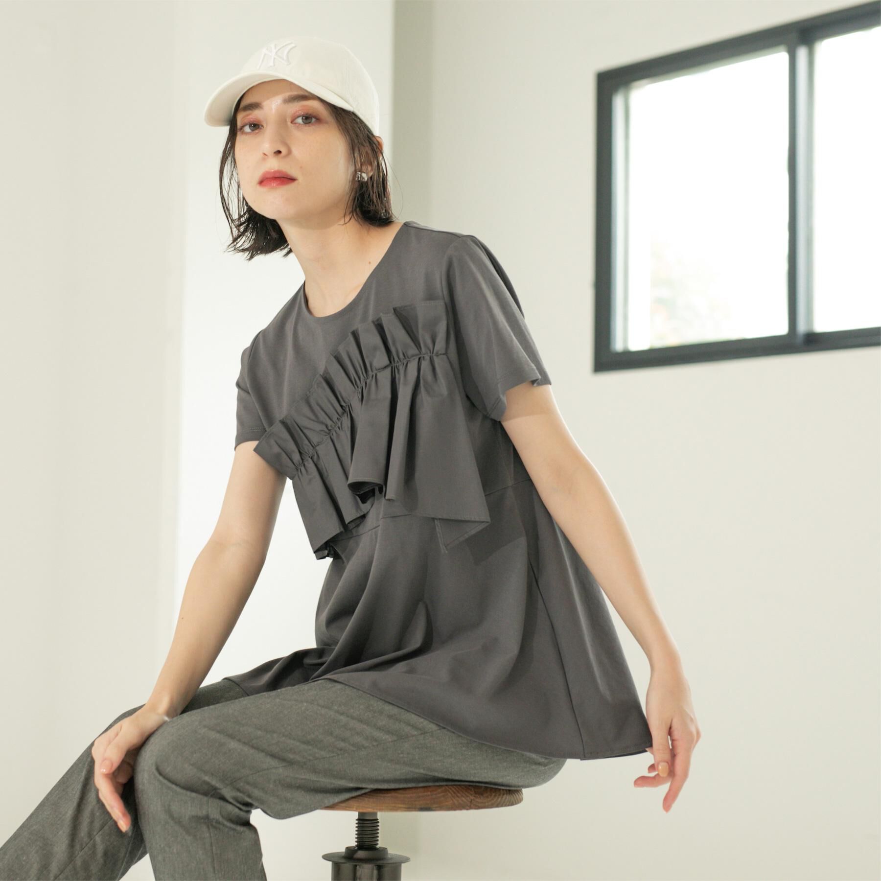 OPAQUE.CLIP「フリルドッキングペプラムトップス【接触冷感/洗濯機洗い可】」|Tシャツ・カットソー|