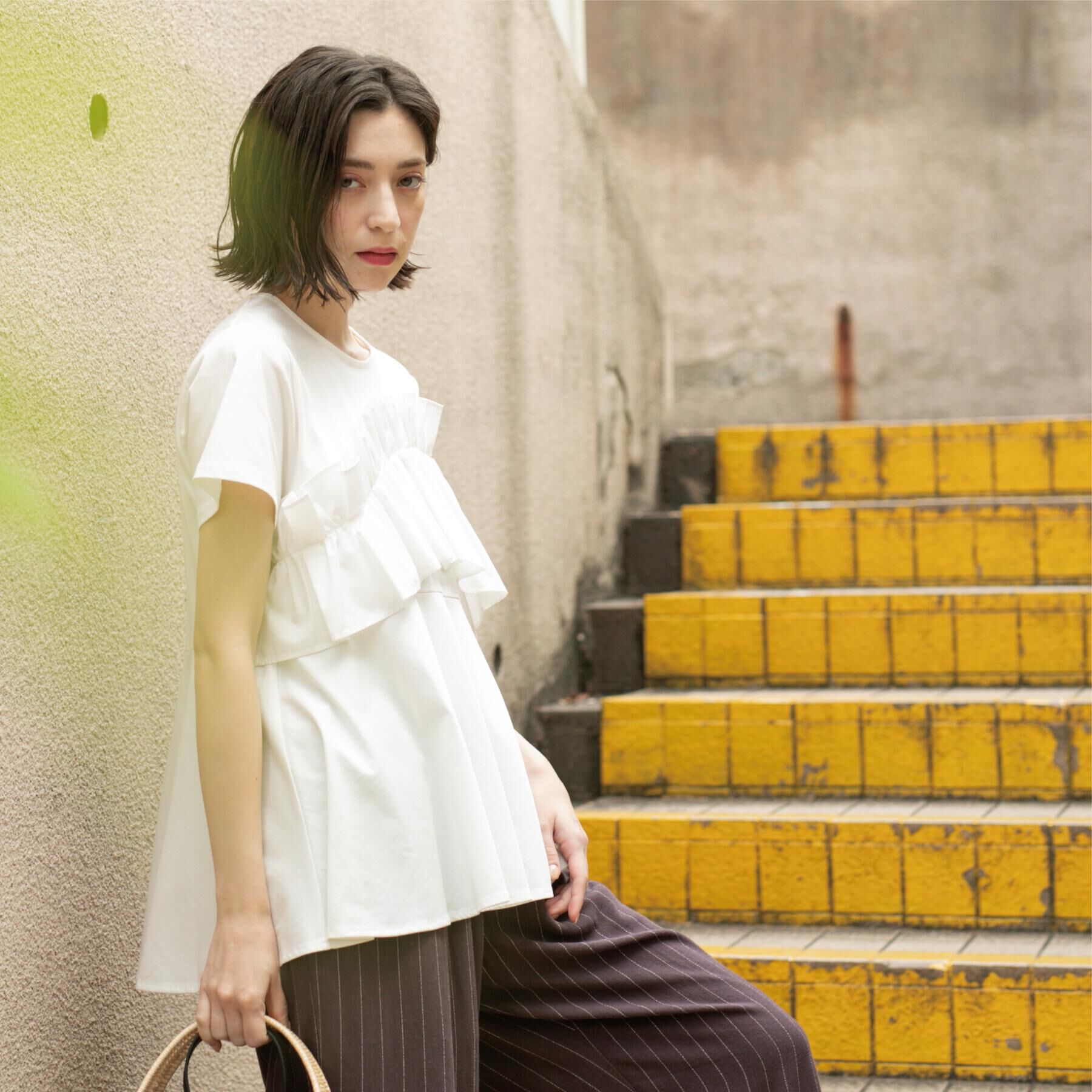 OPAQUE.CLIP「フリルドッキングペプラムトップス【接触冷感/洗濯機洗い可】」|Tシャツ・カットソー|