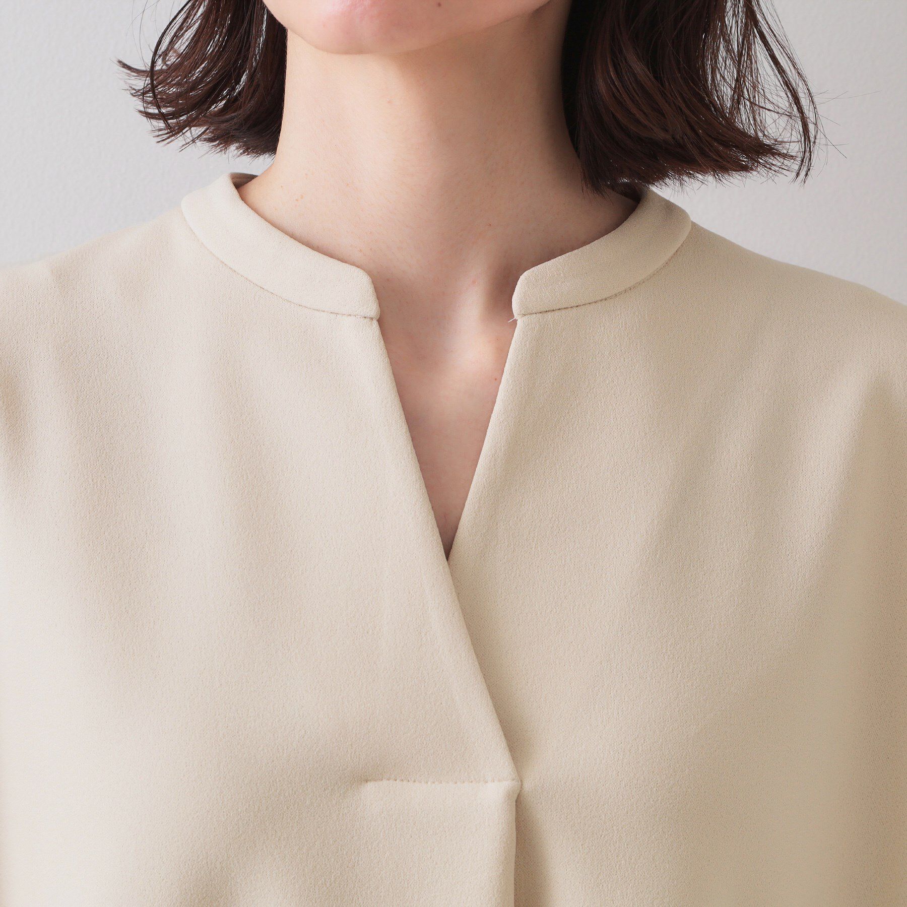 OPAQUE.CLIP「スキッパーフレンチスリーブトップス【UV/吸水速乾/洗濯機洗い可】」|Tシャツ・カットソー|