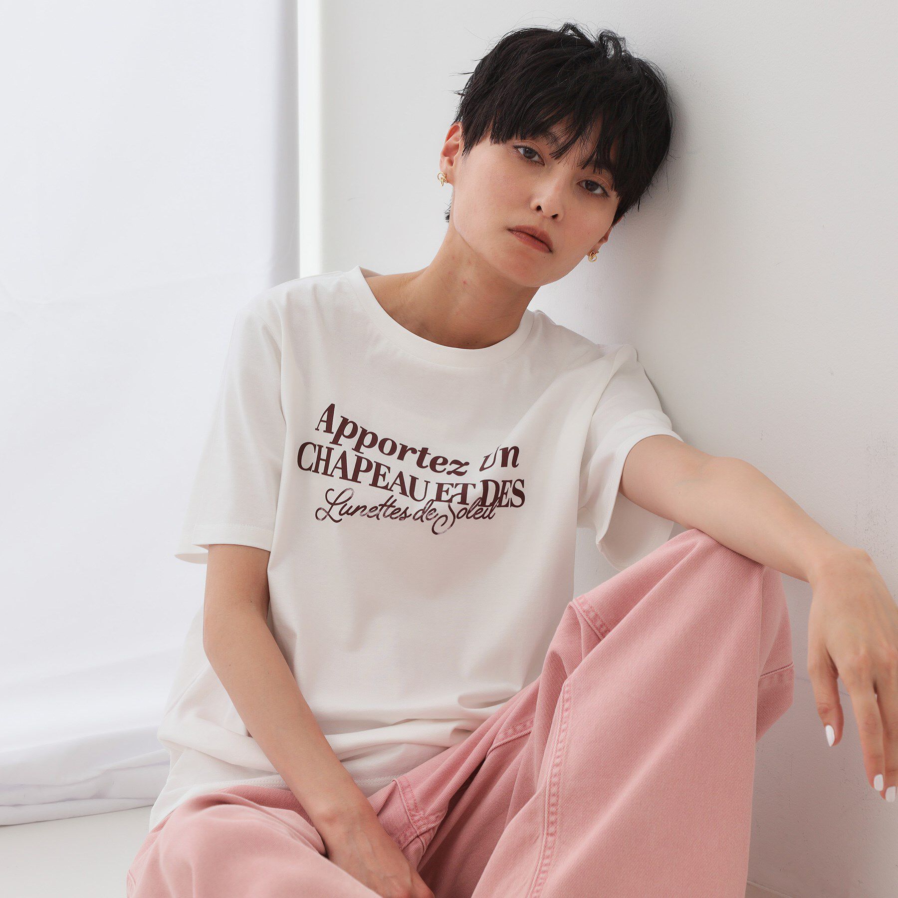 OPAQUE.CLIP「サーフロゴTシャツ【洗濯機洗い可】」|Tシャツ・カットソー|ホワイト(001)