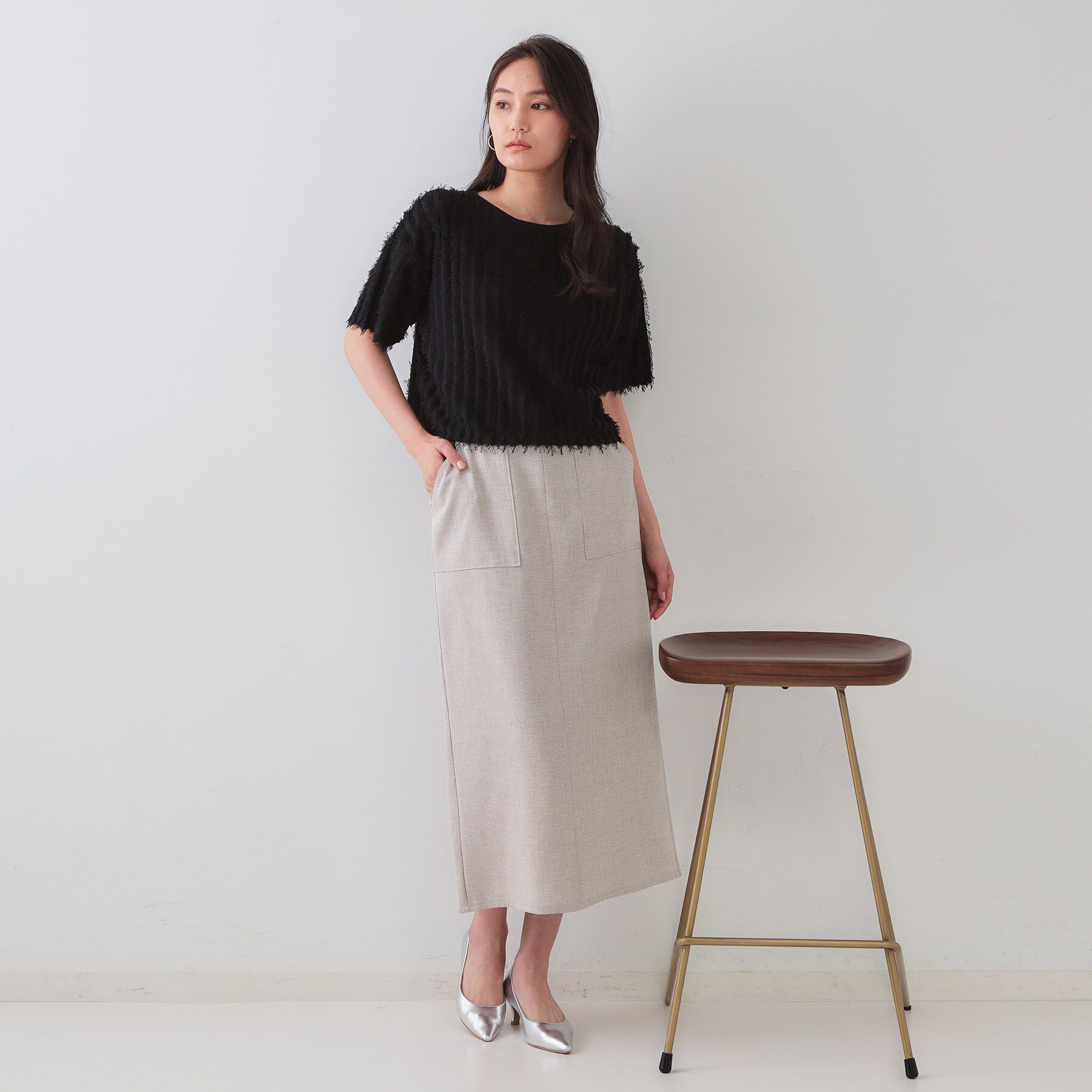 OPAQUE.CLIP「フリンジクロップドニット【洗濯機洗い可/抗ピル】」|ニット・セーター|