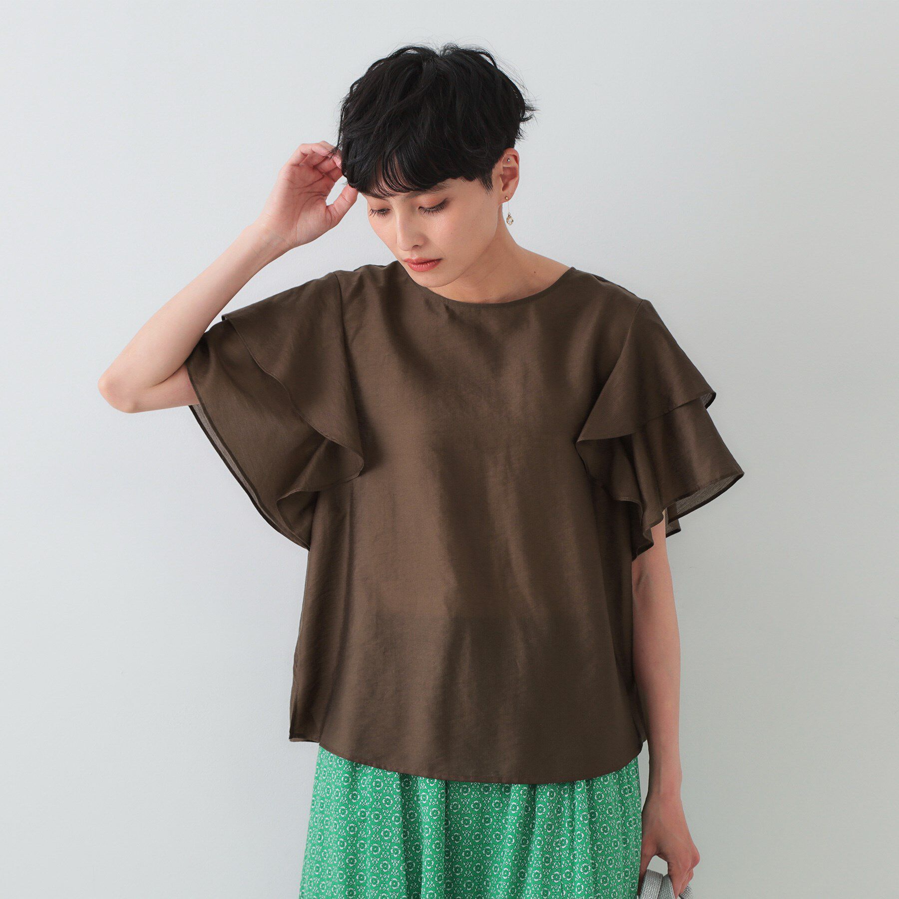 OPAQUE.CLIP「フリルスリーブブラウス【洗濯機洗い可】」|シャツ・ブラウス|