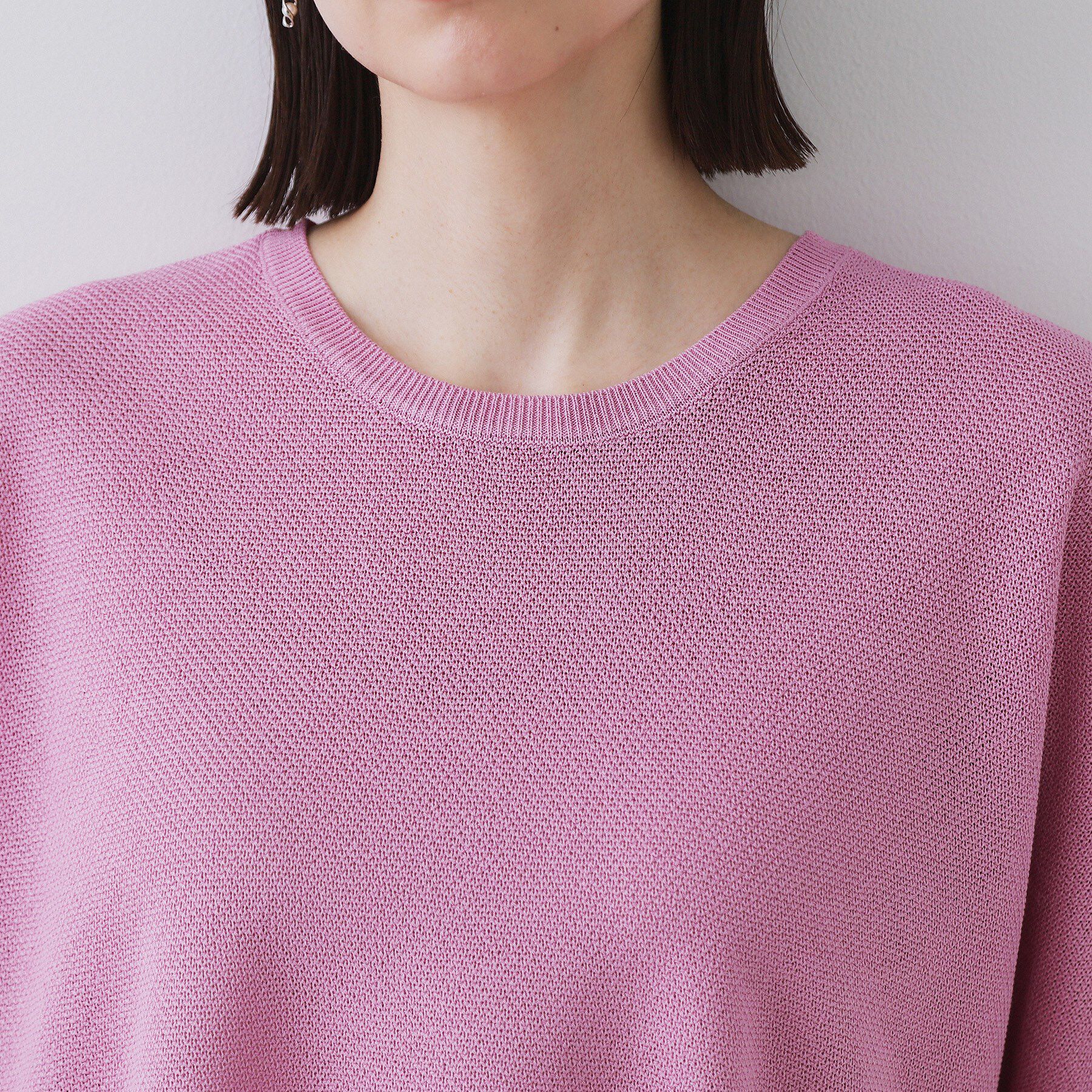 OPAQUE.CLIP「《5色展開/S-LLサイズ》リラクシーメッシュニット【洗濯機洗い可】」|ニット・セーター|