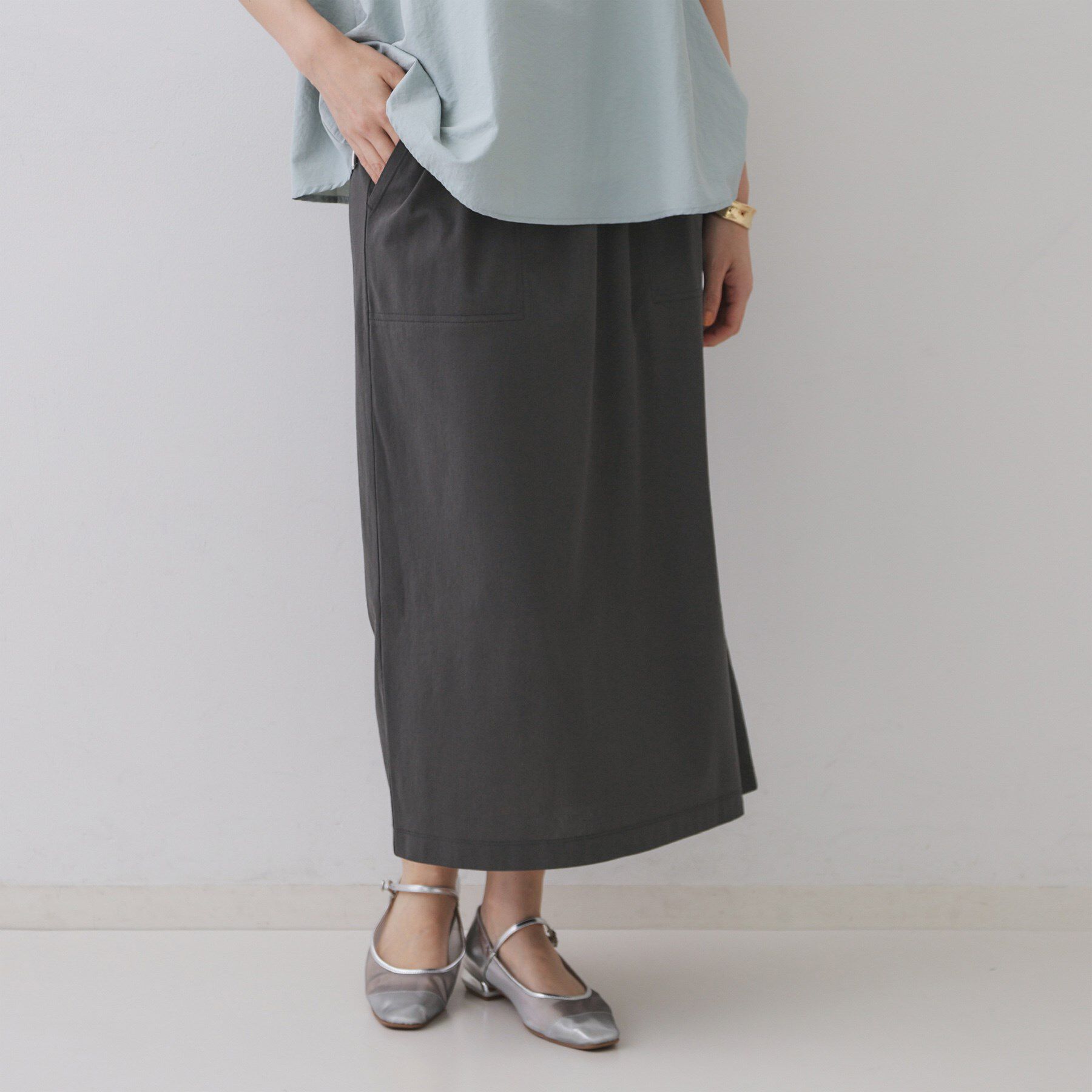 OPAQUE.CLIP「イージーナロースカート/セットアップ対応【UVケア/接触冷感/洗濯機洗い可】」|スカート|チャコールグレー(0