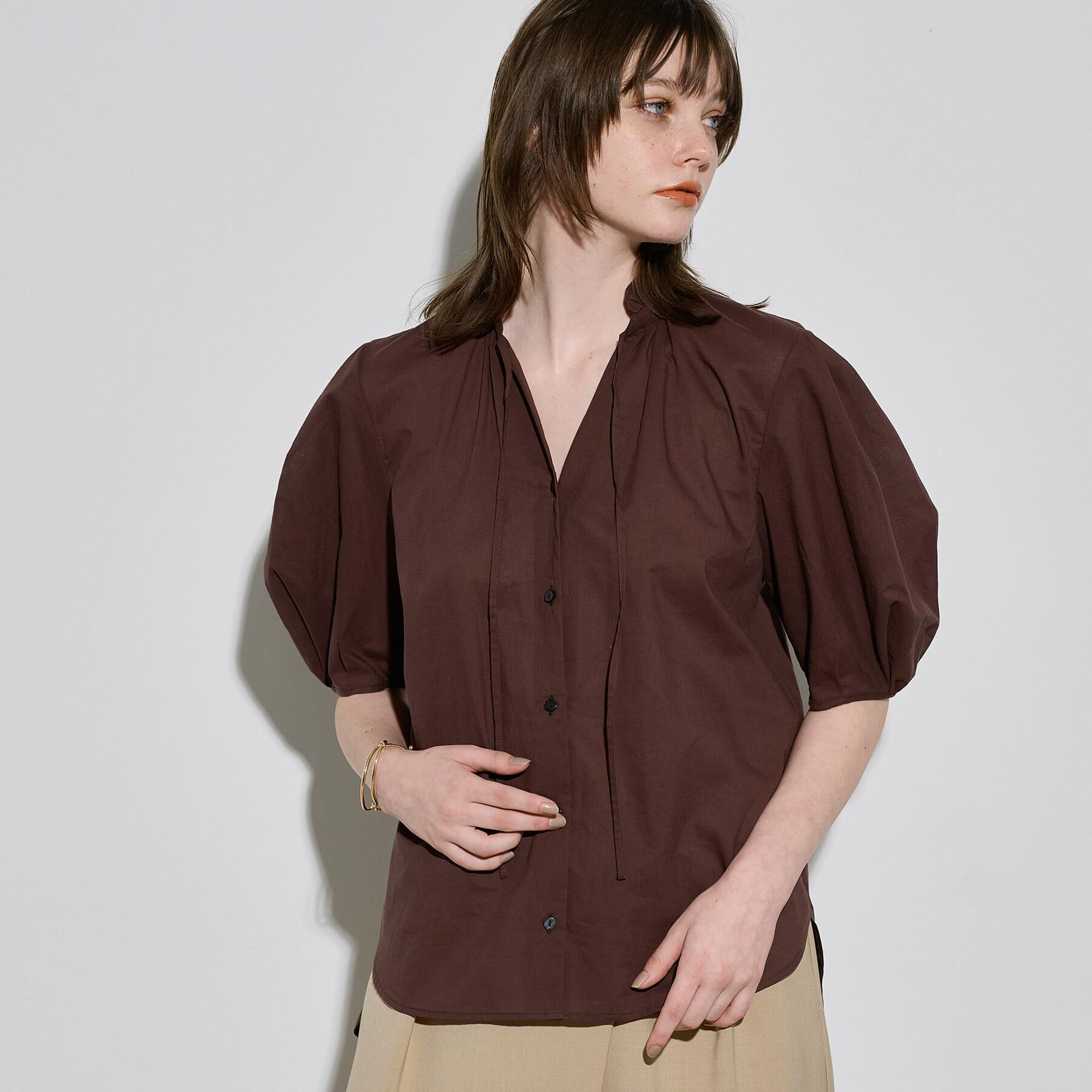 OPAQUE.CLIP「シアーフリルネックブラウス【洗濯機洗い可】」|シャツ・ブラウス|