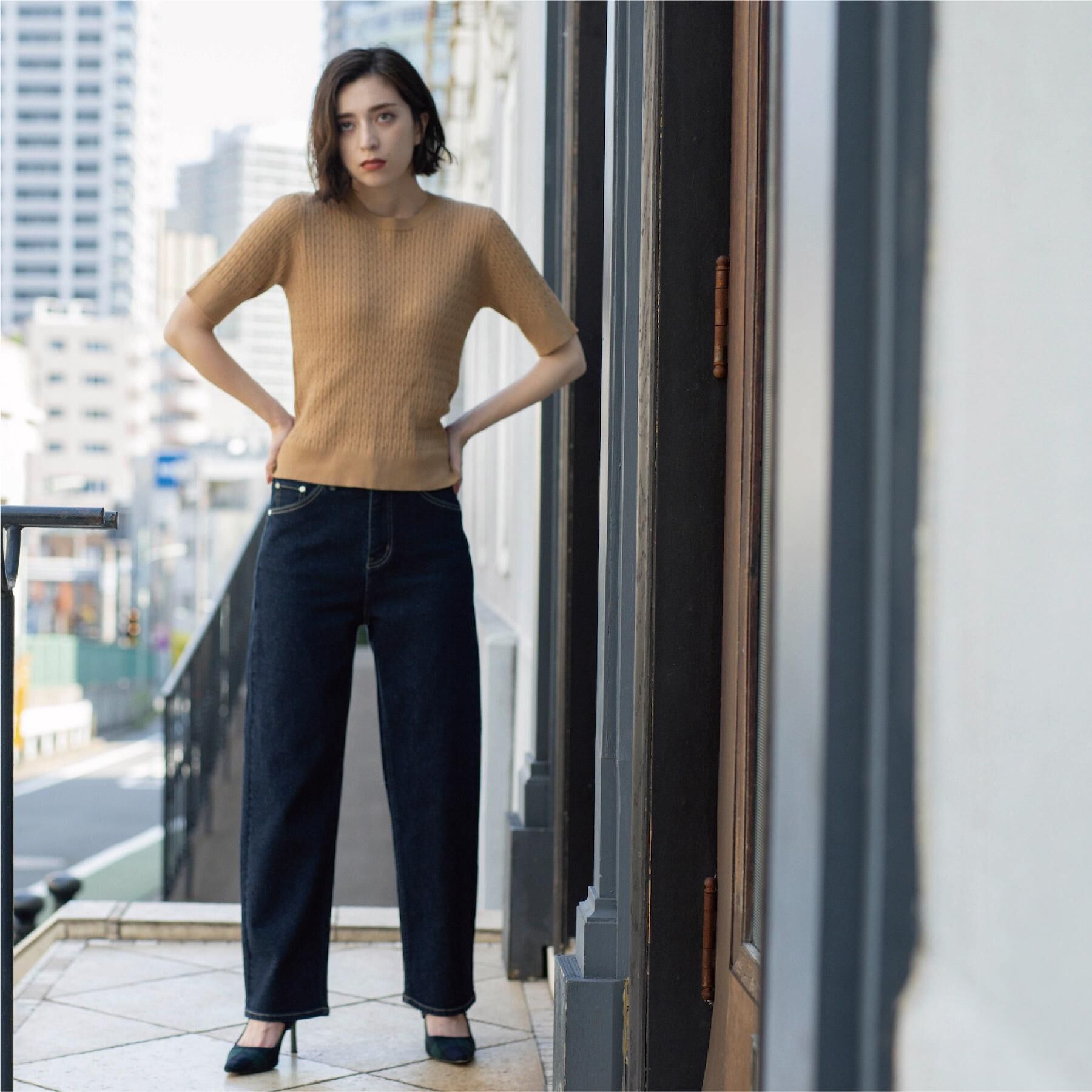 OPAQUE.CLIP「ストレッチストレートデニム【洗濯機洗い可】」|デニム|