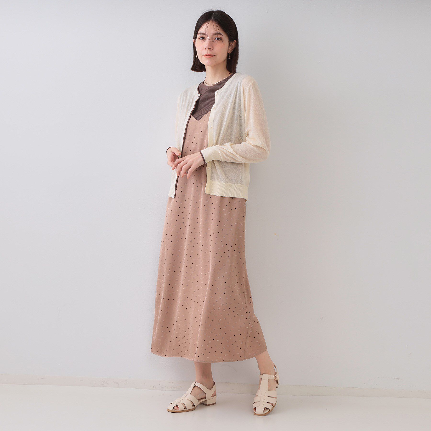 OPAQUE.CLIP「配色シアークルーニットカーディガン【洗濯機洗い可/抗ピル】」|カーディガン|