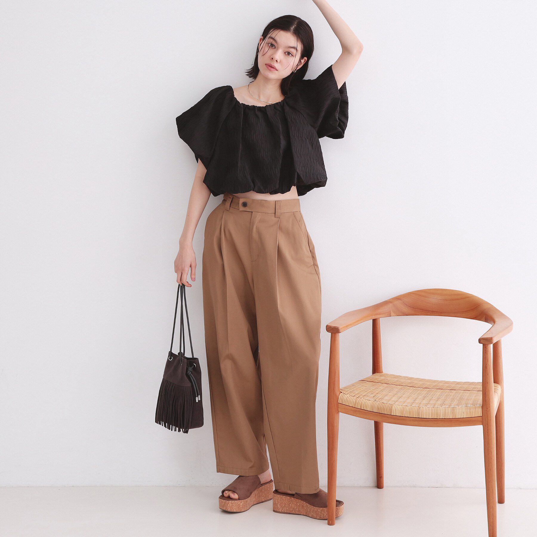 OPAQUE.CLIP「ふくれジャカードバルーンブラウス【洗濯機洗い可】」|シャツ・ブラウス|