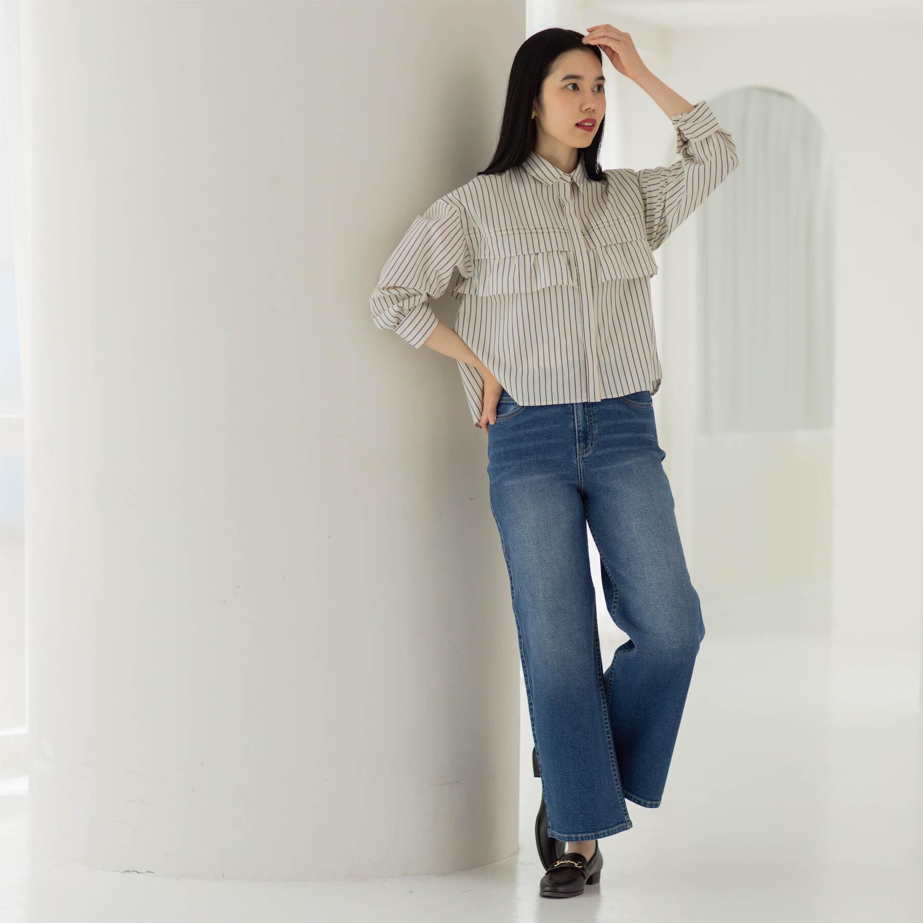 OPAQUE.CLIP「ストレッチバギーデニム【洗濯機洗い可】《SS～LL》」|デニム|