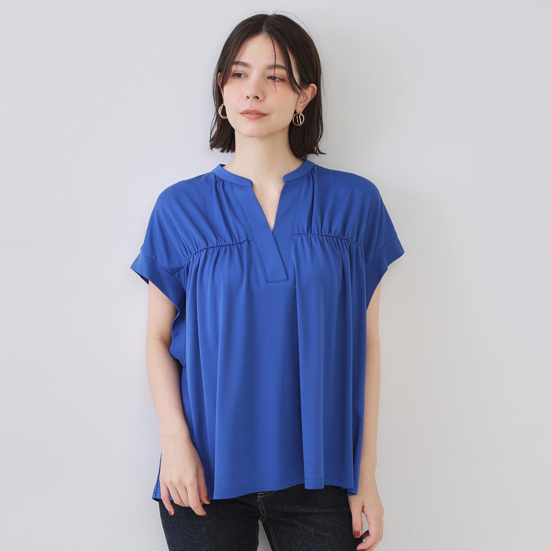 OPAQUE.CLIP「スキッパーフレアカットソー【接触冷感/洗濯機洗い可】」|Tシャツ・カットソー|