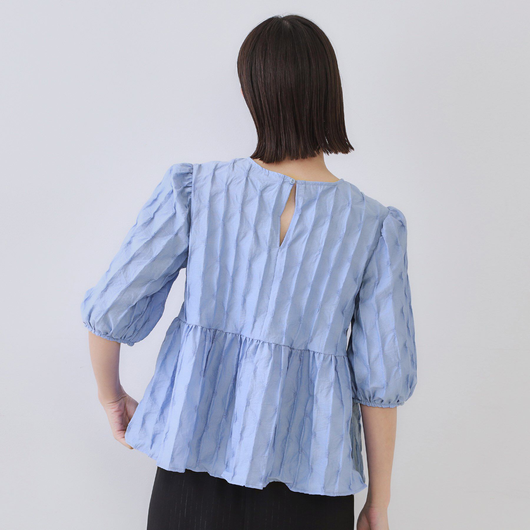 OPAQUE.CLIP「ふくれジャカードペプラムブラウス【洗濯機洗い可】」|シャツ・ブラウス|